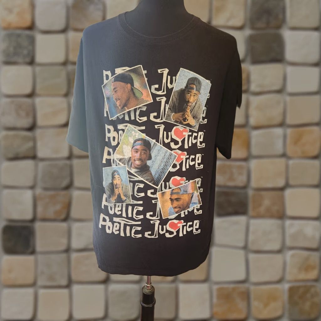 Vintage Poetic Justice 90s Movie T Shirt Adult XL Black Tupac Camera Pics Hearts Mens Size US XL / EU 56 / 4 - 1 Thumbnail