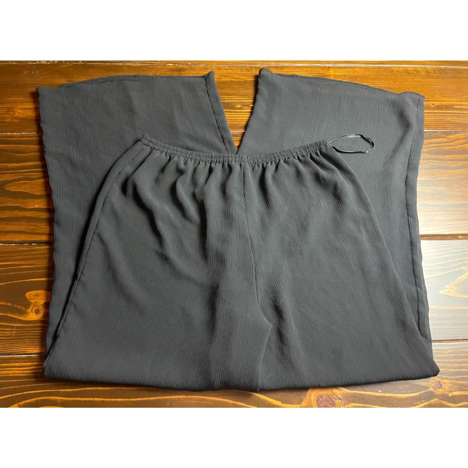Vintage Draper's & Damon's Pants, Women's Medium, Black, Wide-Leg, Pull On, Dress Pants, Regular, 29.5 in Inseam, Pattern: Solid, Office, Womens Size 32" / US 10 / IT 46 - 2 Thumbnail
