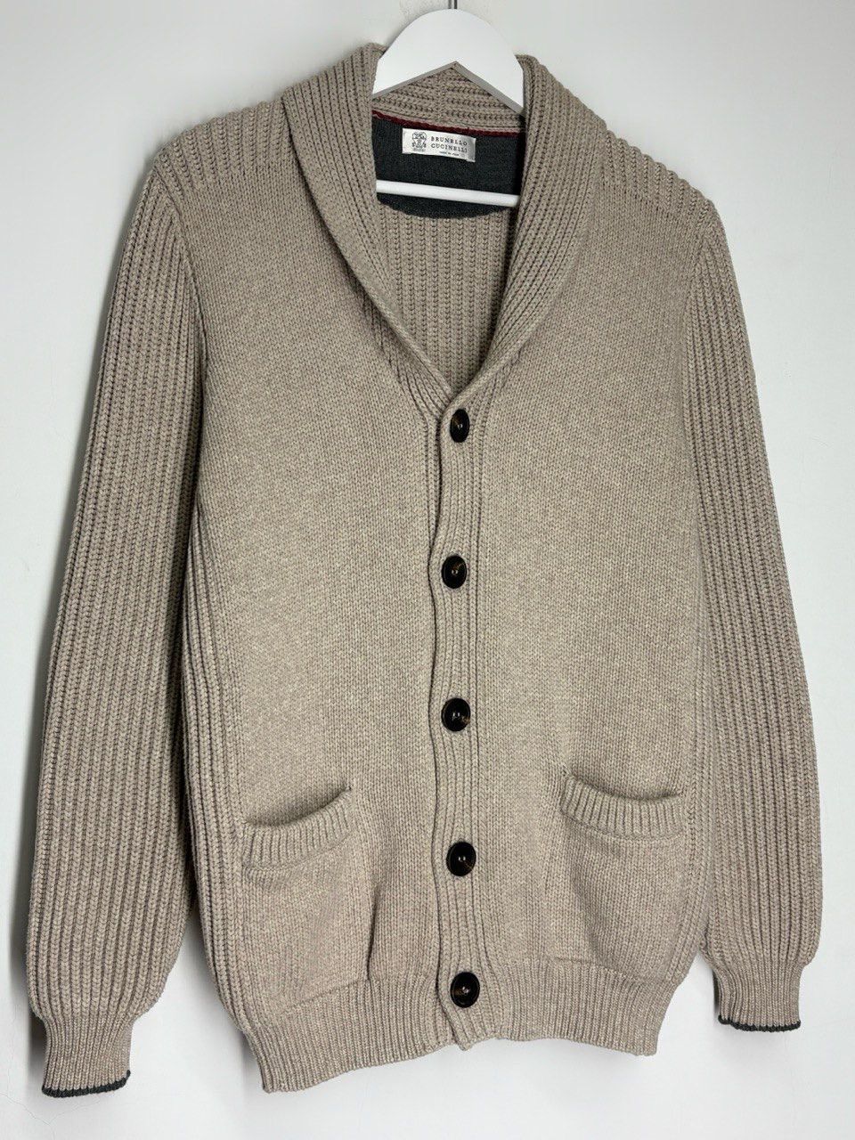 Brunello Cucinelli Brunello Cucinelli Shawl Collar Cardigan Cotton Knit Sweater Size US L / EU 52-54 / 3 - 3 Thumbnail