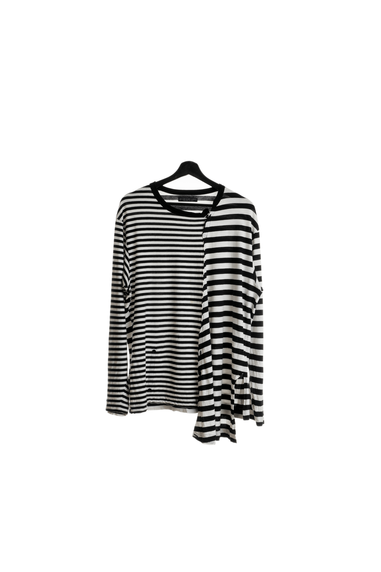 Yohji Yamamoto Asymmetrical Striped Henley Long Sleeve Tee Size US L / EU 52-54 / 3 - 1 Thumbnail