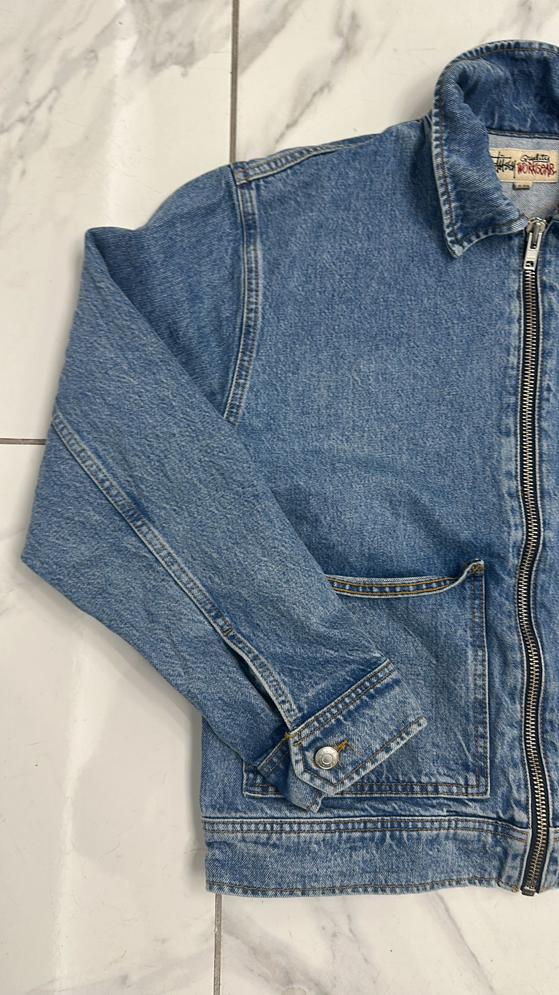 Stussy Stussy FA23 Zip Work Jacket Denim Blue Small Size US S / EU 44-46 / 1 - 4 Thumbnail