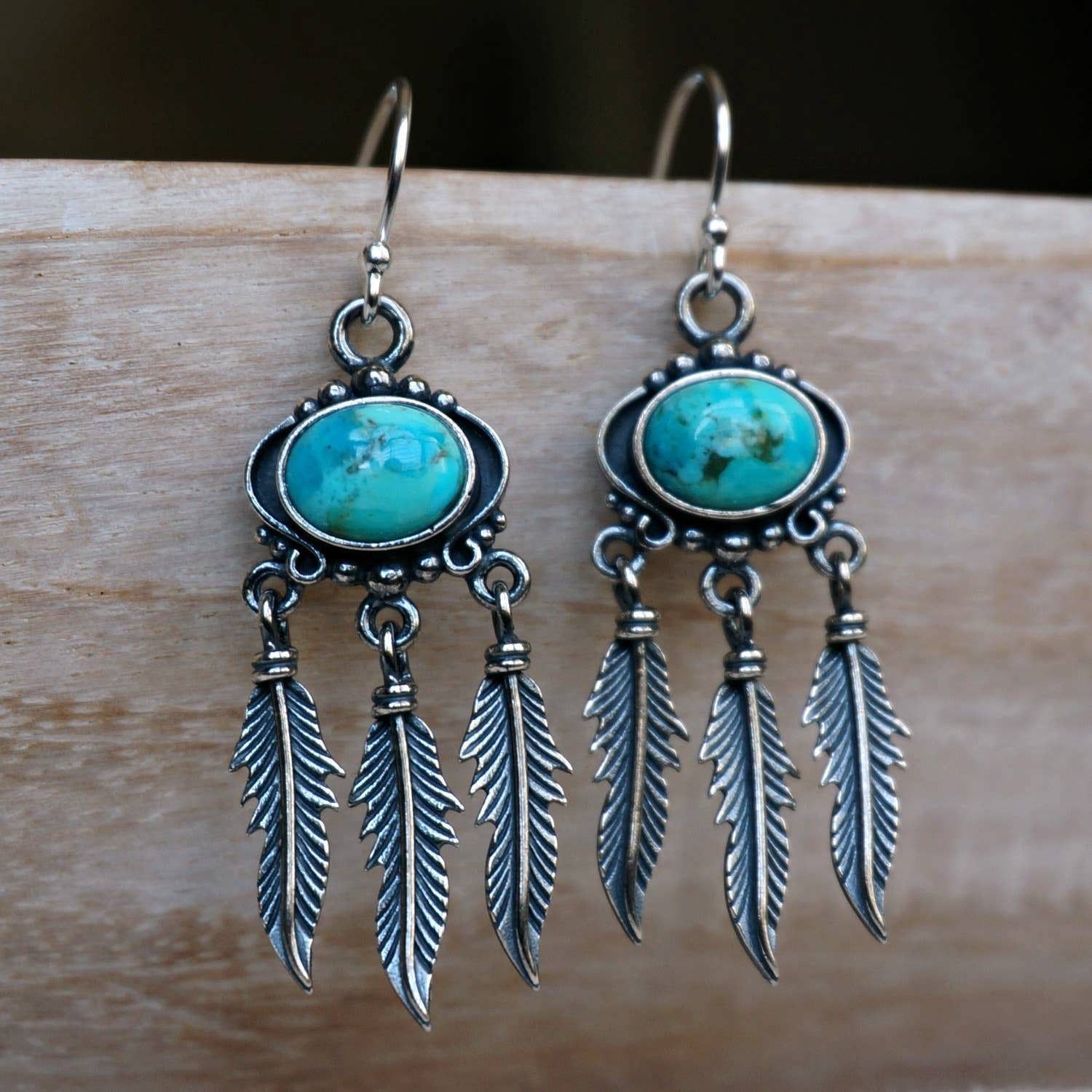 Other Navajo Sterling Silver & Turquoise Feather Dangle Earrings i Size ONE SIZE - 2 Thumbnail