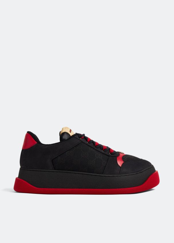 Gucci o1s1wg110425 Men's Screener GG Sneakers in Black & Red Size US 12 / EU 45 - 1 Thumbnail