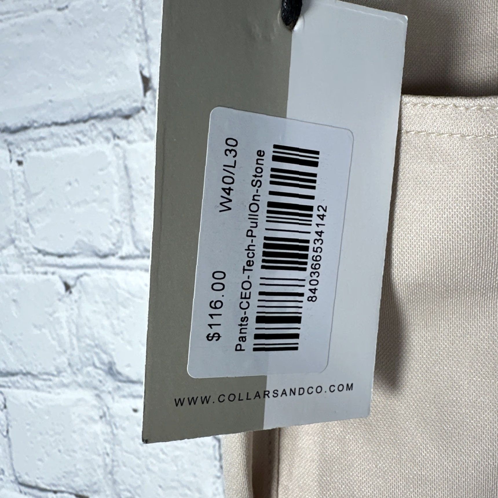 CO Collars & Co CEO Tech Pull On Pants Men Stone 40x30 Chino Stretch Flat Front Wrangler: No, disregard. Size US 40 / EU 56 - 4 Thumbnail