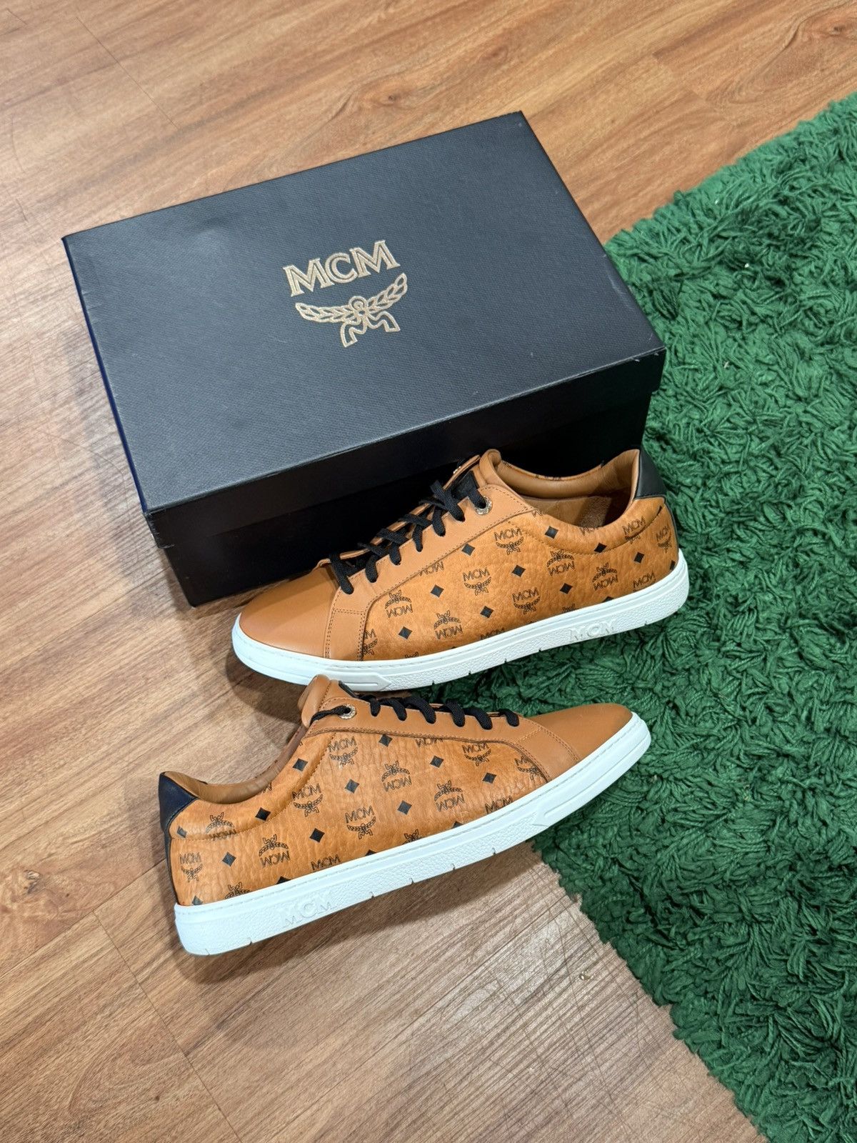 MCM Visetos Sneakers – Cognac – Size 44 (11M) – PreOwned