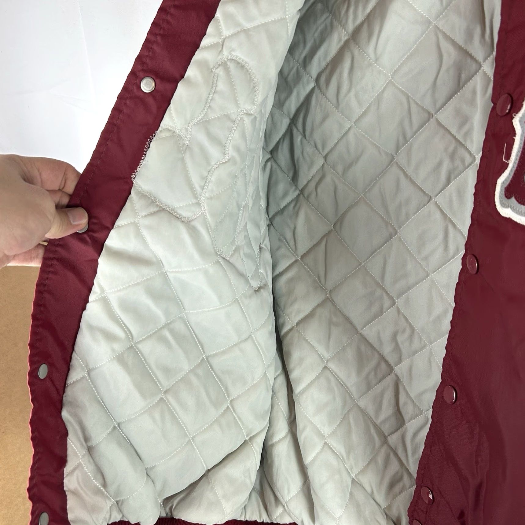 Vintage VINTAGE DeLong Athletic Jacket Oilers Red Made in USA Mens Large 80s 90s Jacket Casual Snap Varsity Men Red 80s 90s Oilers Size US L / EU 52-54 / 3 - 5 Thumbnail