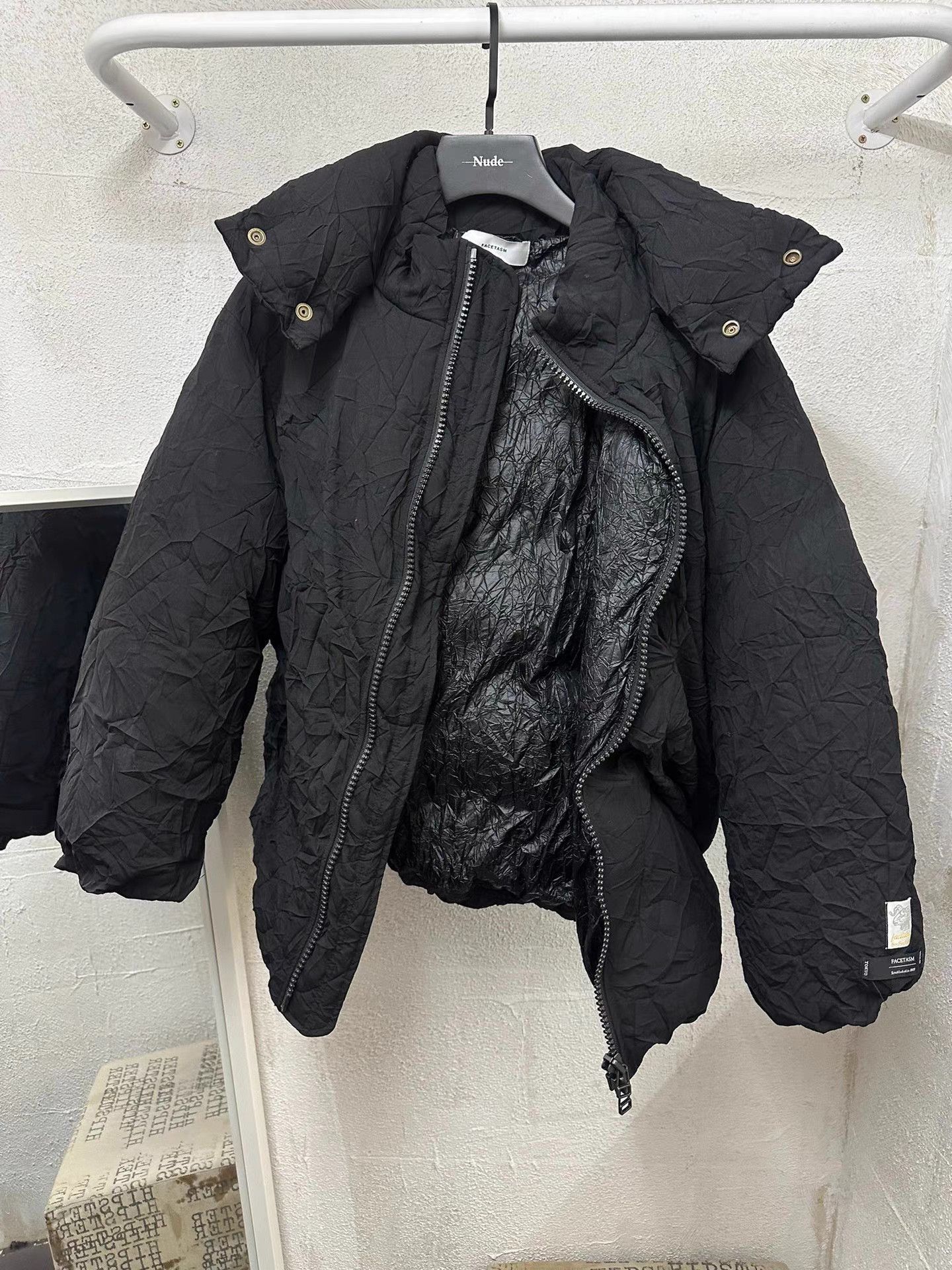 Facetasm Black Padded Hooded Jacket - XL Size US XL / EU 56 / 4 - 1 Thumbnail
