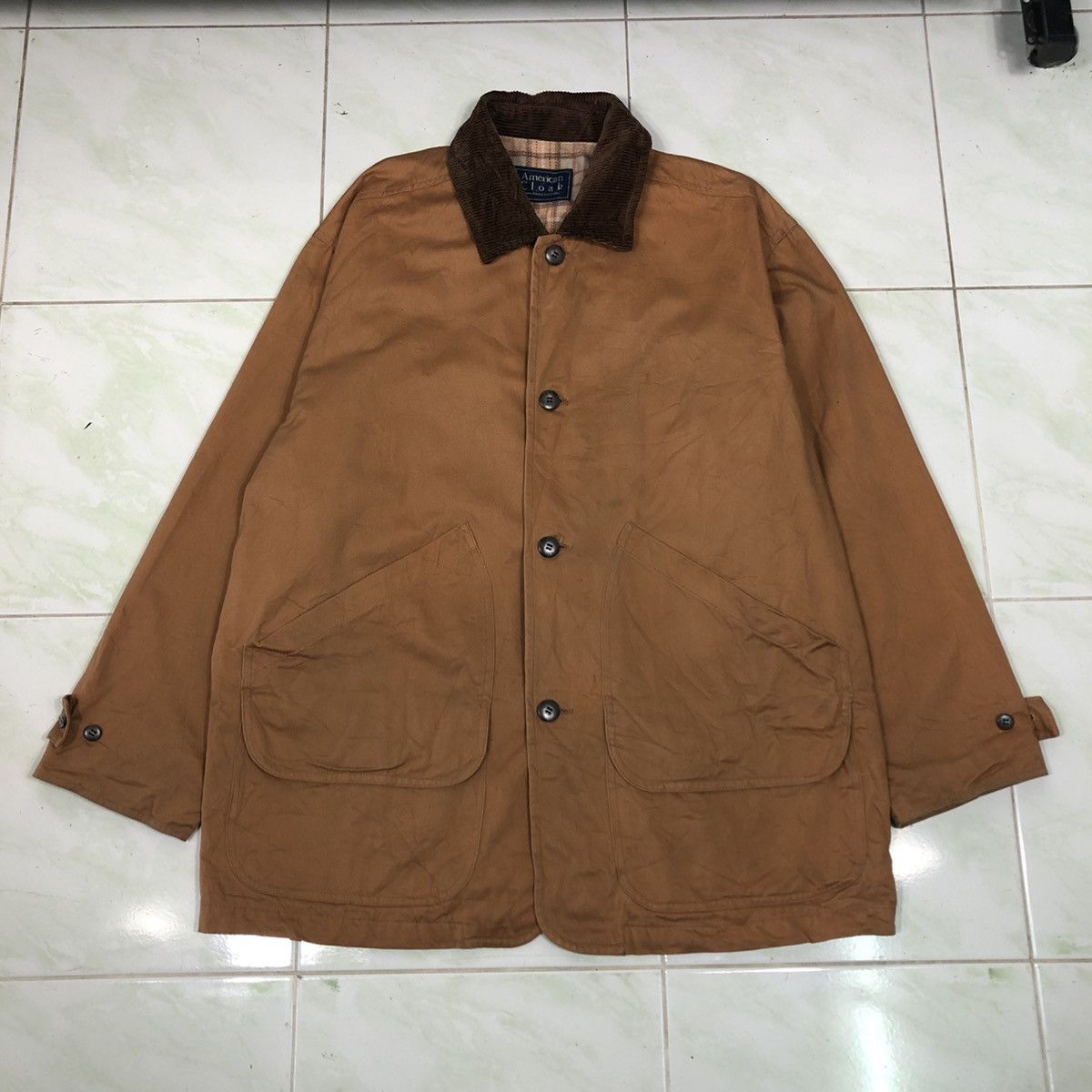 Japanese Brand 📌Vintage Chore Jacket American Cloak Blanket Tartan Check Size US L / EU 52-54 / 3 - 1 Thumbnail