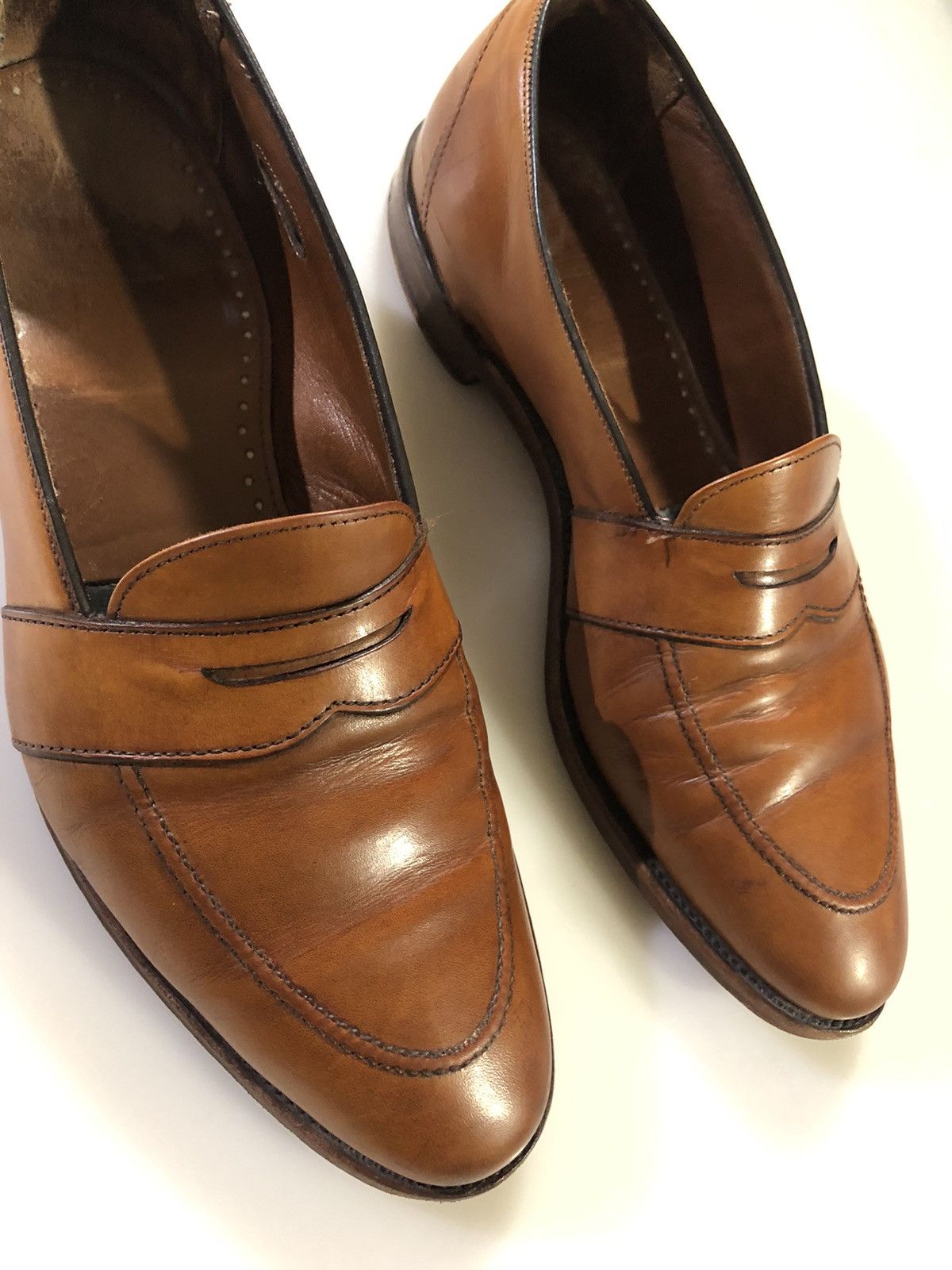Allen Edmonds AE 🇺🇸 Tobacco Brown Leather Raised Seam Penny Loafer 12 D Size US 12 / EU 45 - 3 Thumbnail