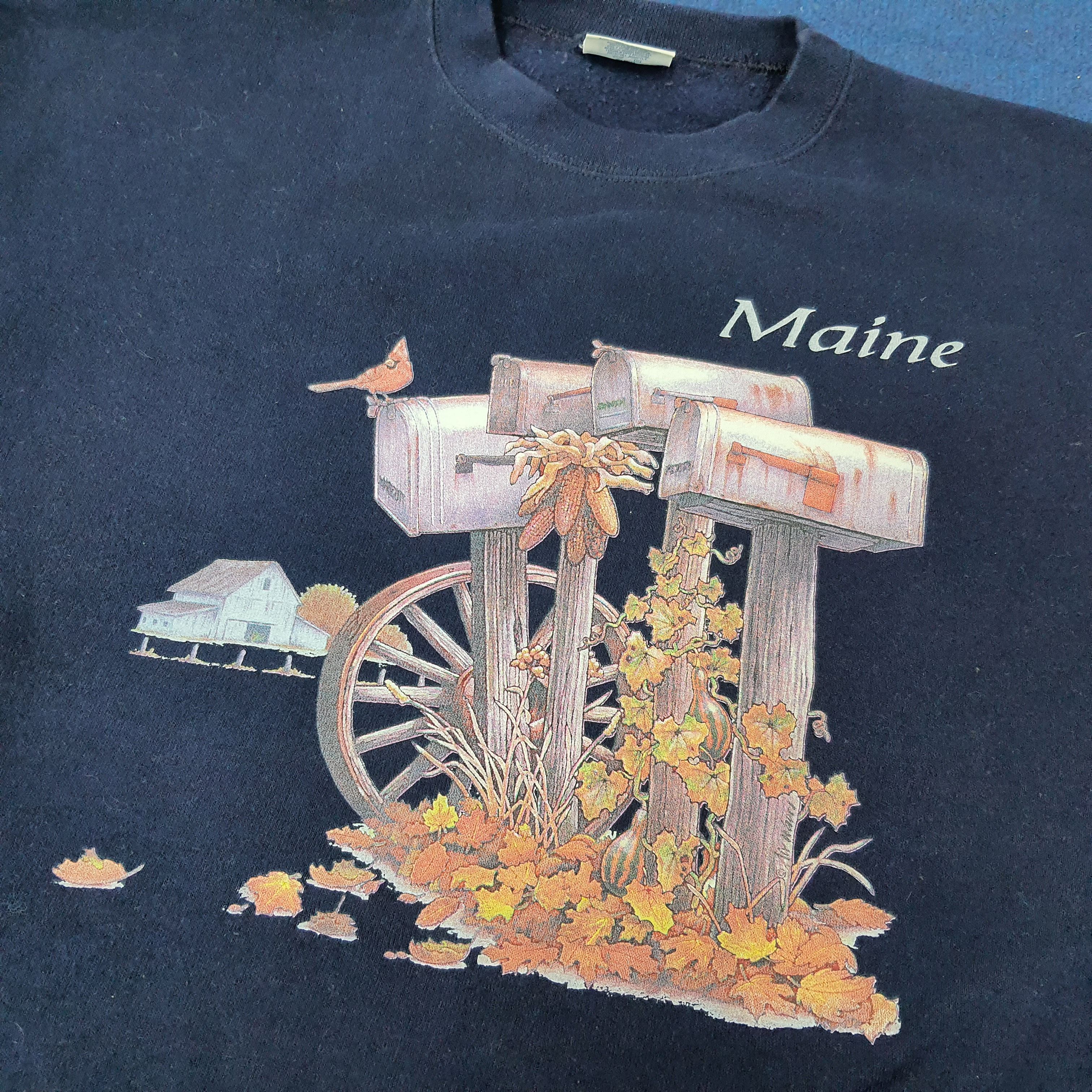Vintage Vintage MAINE Art United State USA Sweatshirt C225N21 Size US XXL / EU 58 / 5 - 2 Thumbnail