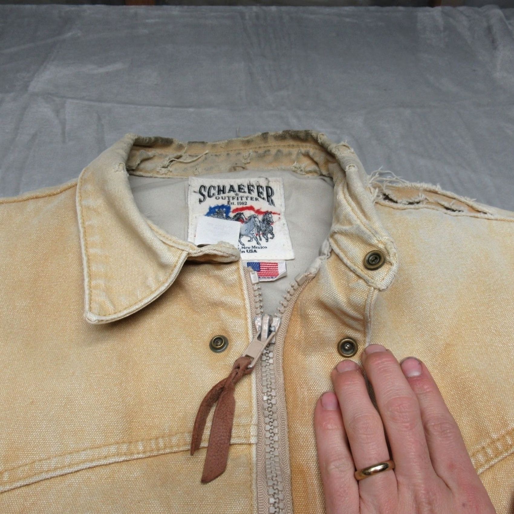Vintage VINTAGE Schaefer Outfitter Vest Men Large Yellow Canvas Western Rugged USA Made VTG READ Size US L / EU 52-54 / 3 - 6 Thumbnail