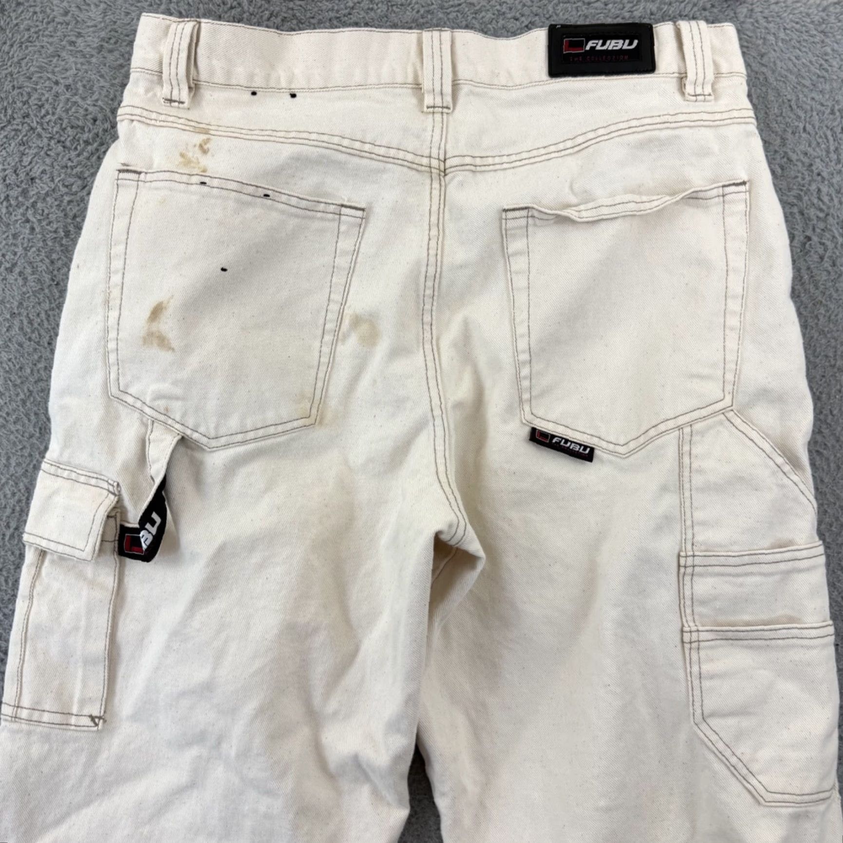 Fubu VINTAGE FUBU Jeans Mens 36x34 White Denim Carpenter Baggy Hip Hop 90s Loose Shirt Jeans Mens 90s Hip Hop White Denim Baggy Wide-Leg Relaxed 90s FUBU Size US 36 / EU 52 - 7 Thumbnail