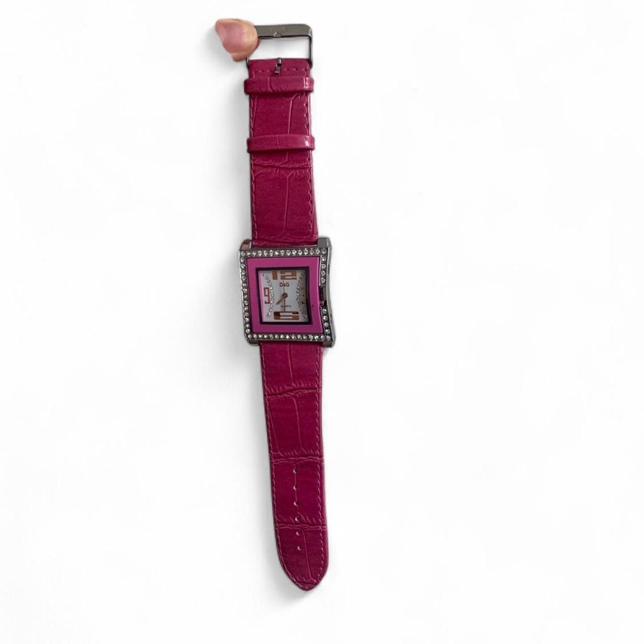 Dolce & Gabbana Bright Pink Rhinestone With Crocodile pattern Leather Size ONE SIZE - 2 Thumbnail