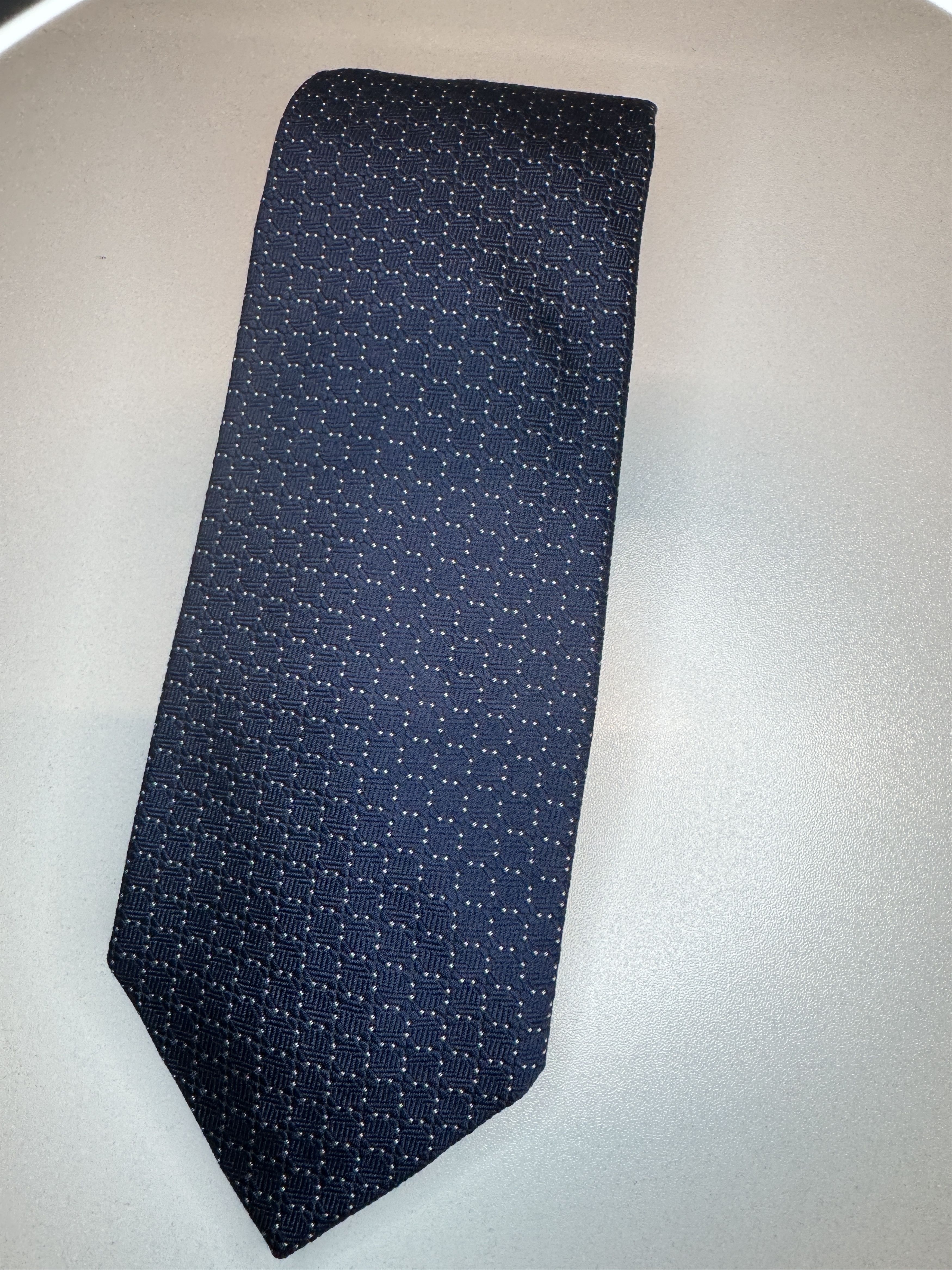 Other RARE John Comfort Tie Navy White Dot Geometric Pattern Size ONE SIZE - 5 Thumbnail