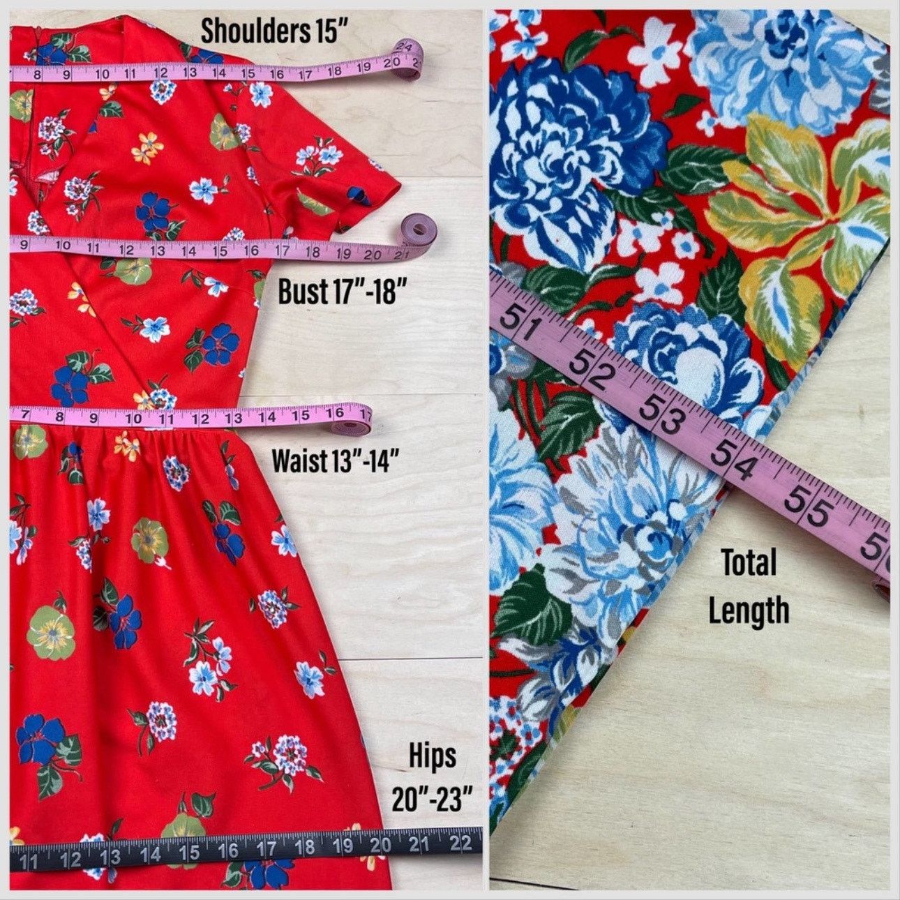 Vintage Vintage 1970s Red Floral Short Sleeve Maxi Dress Size S / US 4 / IT 40 - 6 Thumbnail