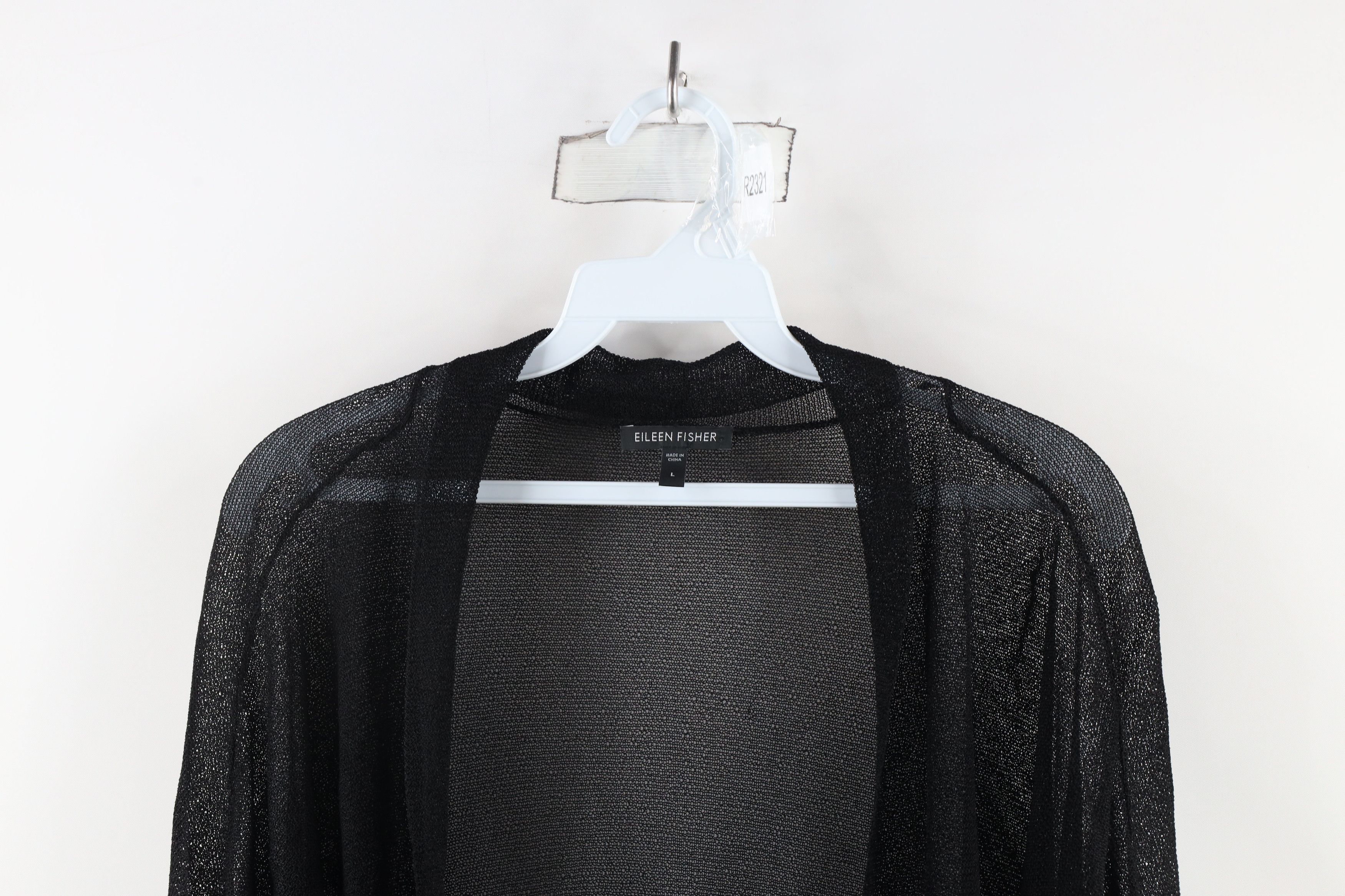 Eileen Fisher × Vintage Eileen Fisher Knit Gauzy Open Front Cardigan Sweater Size L / US 10 / IT 46 - 2 Thumbnail