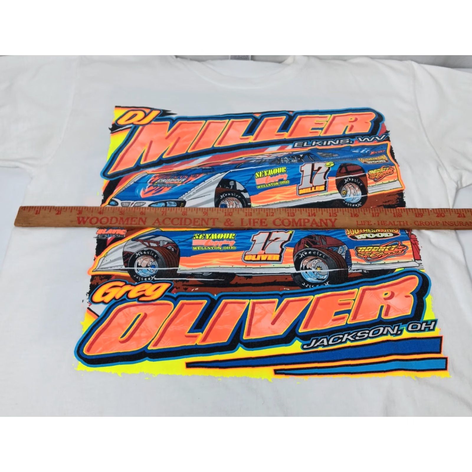 Fruit Of The Loom VINTAGE Fruit of the Loom Race T Shirt Men Large White Stock Car Racing Motorsports 2000s Size US L / EU 52-54 / 3 - 5 Thumbnail