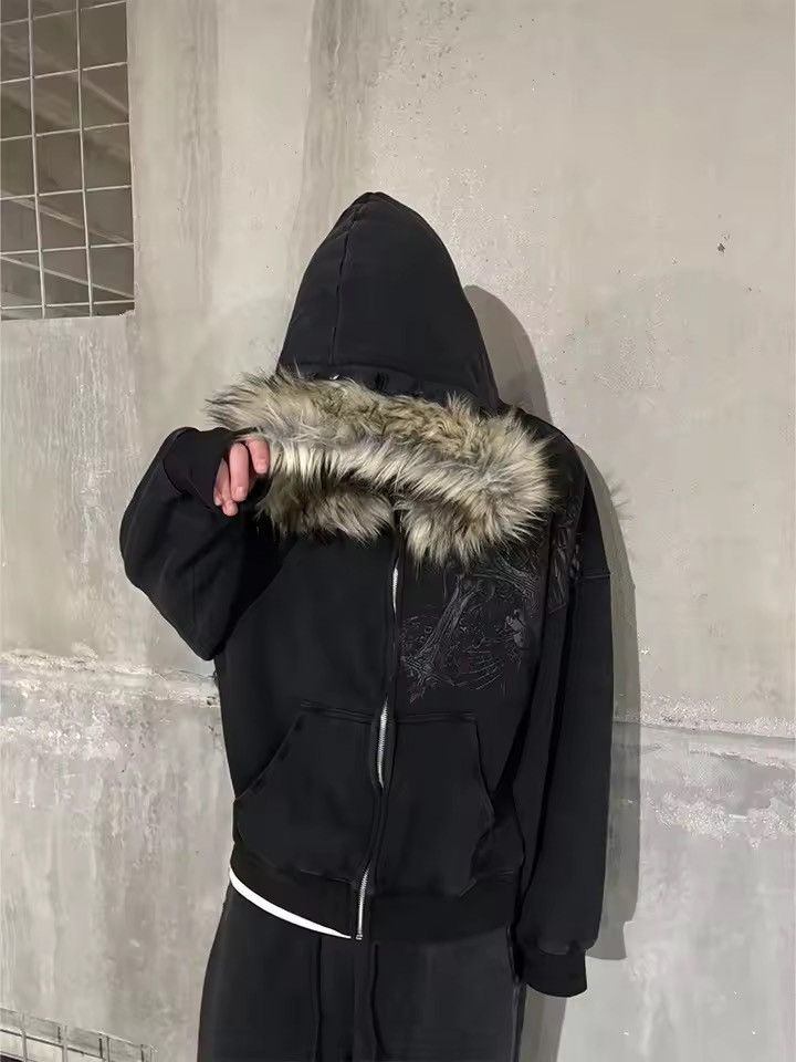 Japanese Brand Zip-Up Hoodie with Faux Fur Hood Size US M / EU 48-50 / 2 - 4 Thumbnail