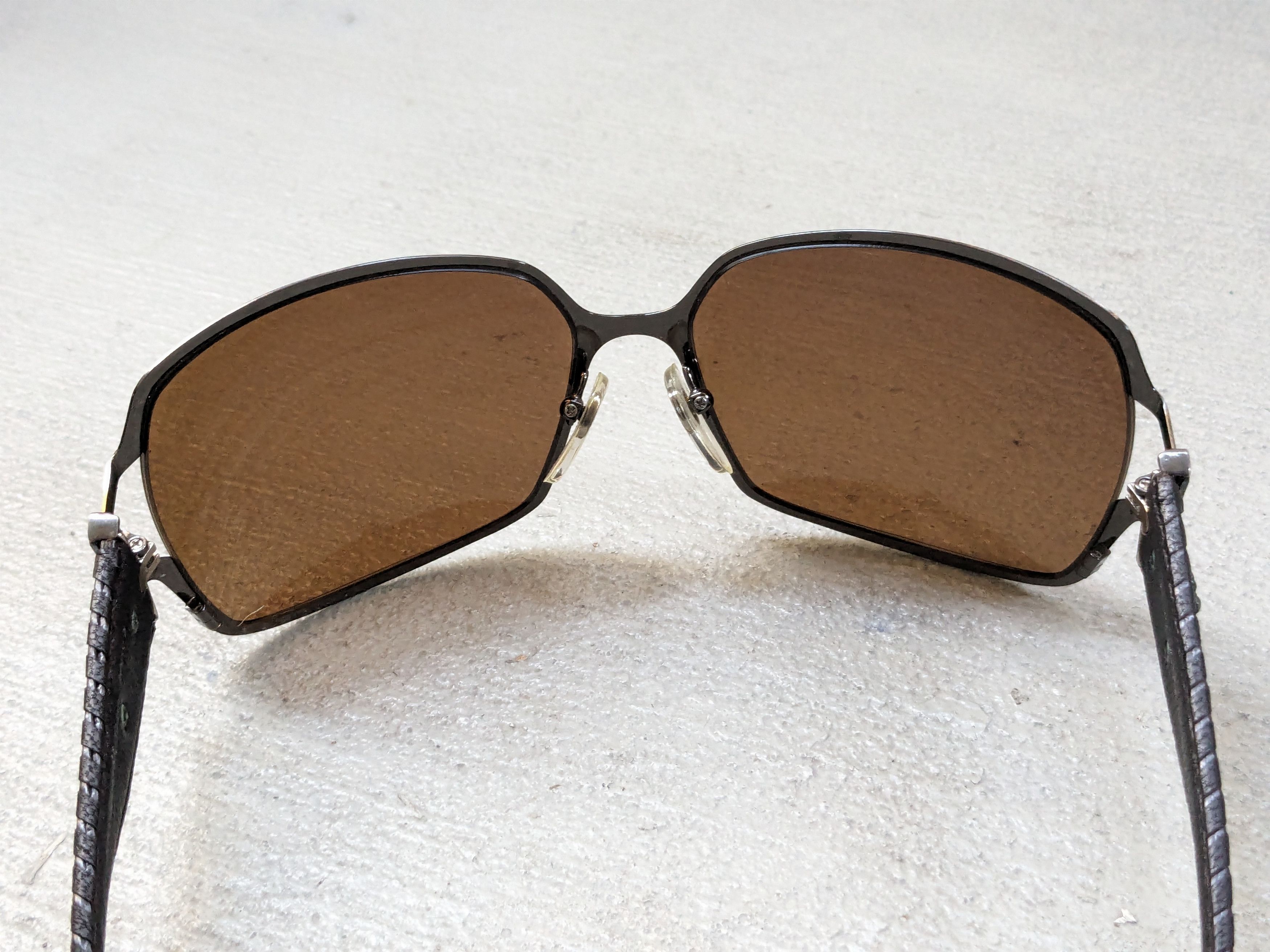 Chrome Hearts Chrome Hearts Poon II Sunglasses Brown Leather Cross Y2K Size ONE SIZE - 8 Thumbnail