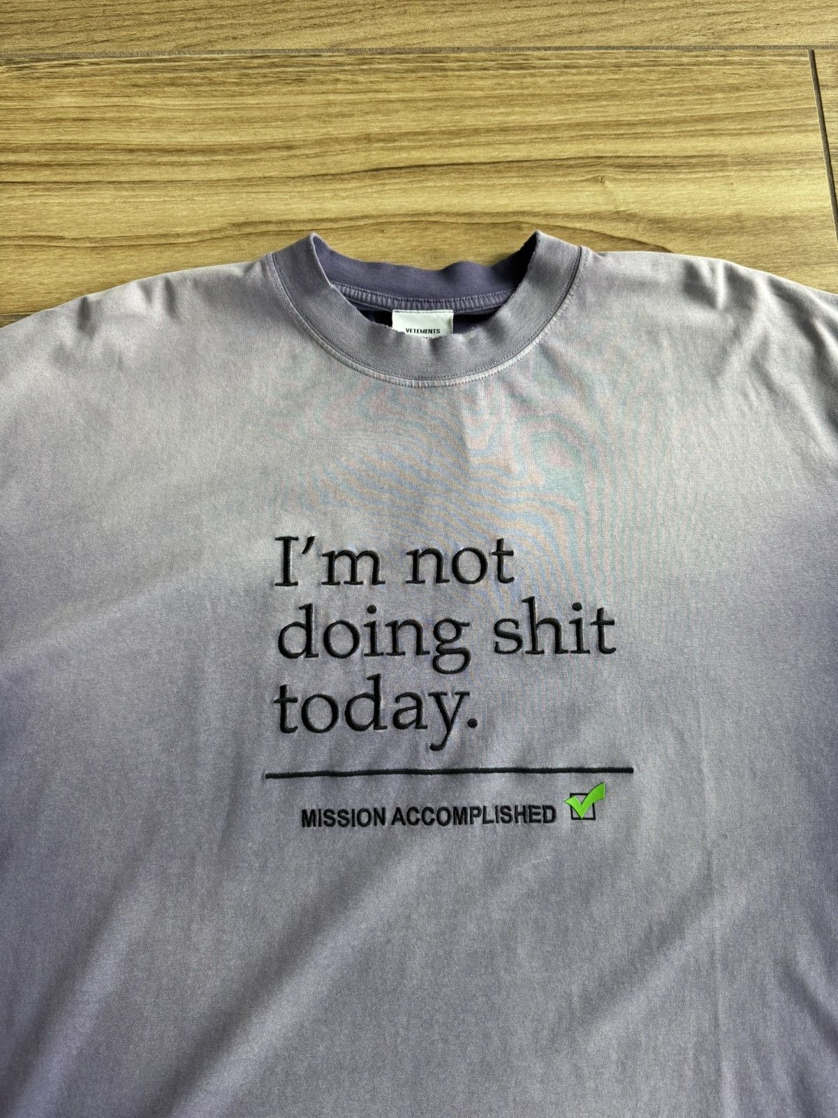Vetements Vetements 'i'm not doing shit today' t-shirt (purple) Size US M / EU 48-50 / 2 - 3 Thumbnail