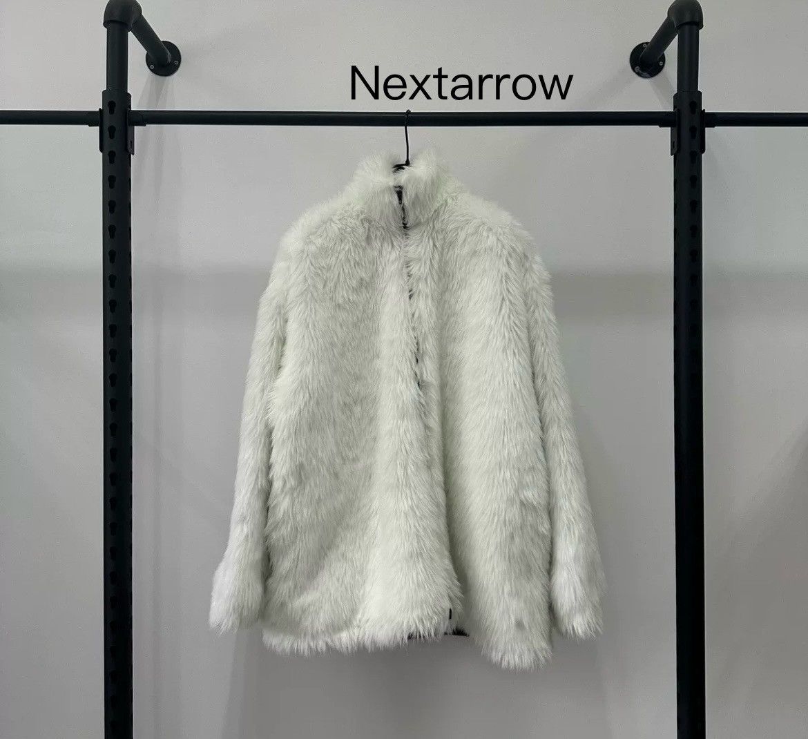 BALENCIAGA Blizzard Show Bitcoin Graffiti Imitation Fur Coat