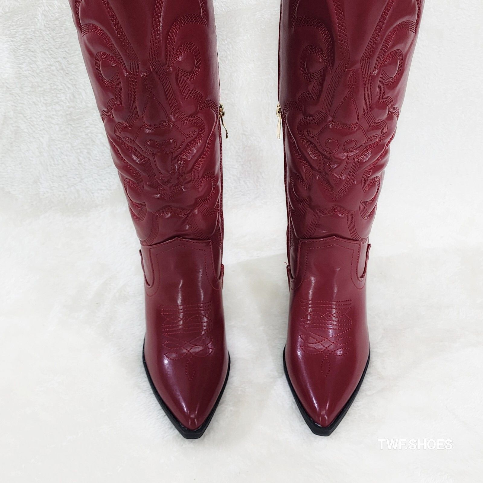 Other Electric Cowboy Burgundy Matte Western Knee High Cowgirl Boo Size US 6 / IT 36 - 5 Thumbnail