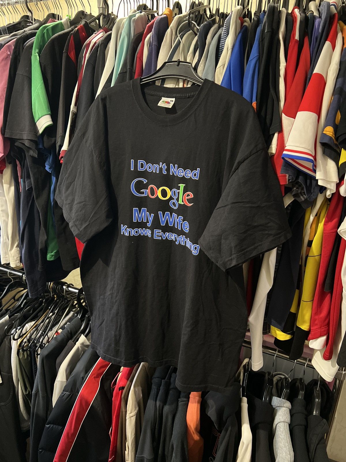 Band Tees × Microsoft × Vintage VINTAGE I DON’T NEED GOOGLE MY WIFE KNOWS EVERYTHING T SHIRT Size US XL / EU 56 / 4 - 2 Thumbnail