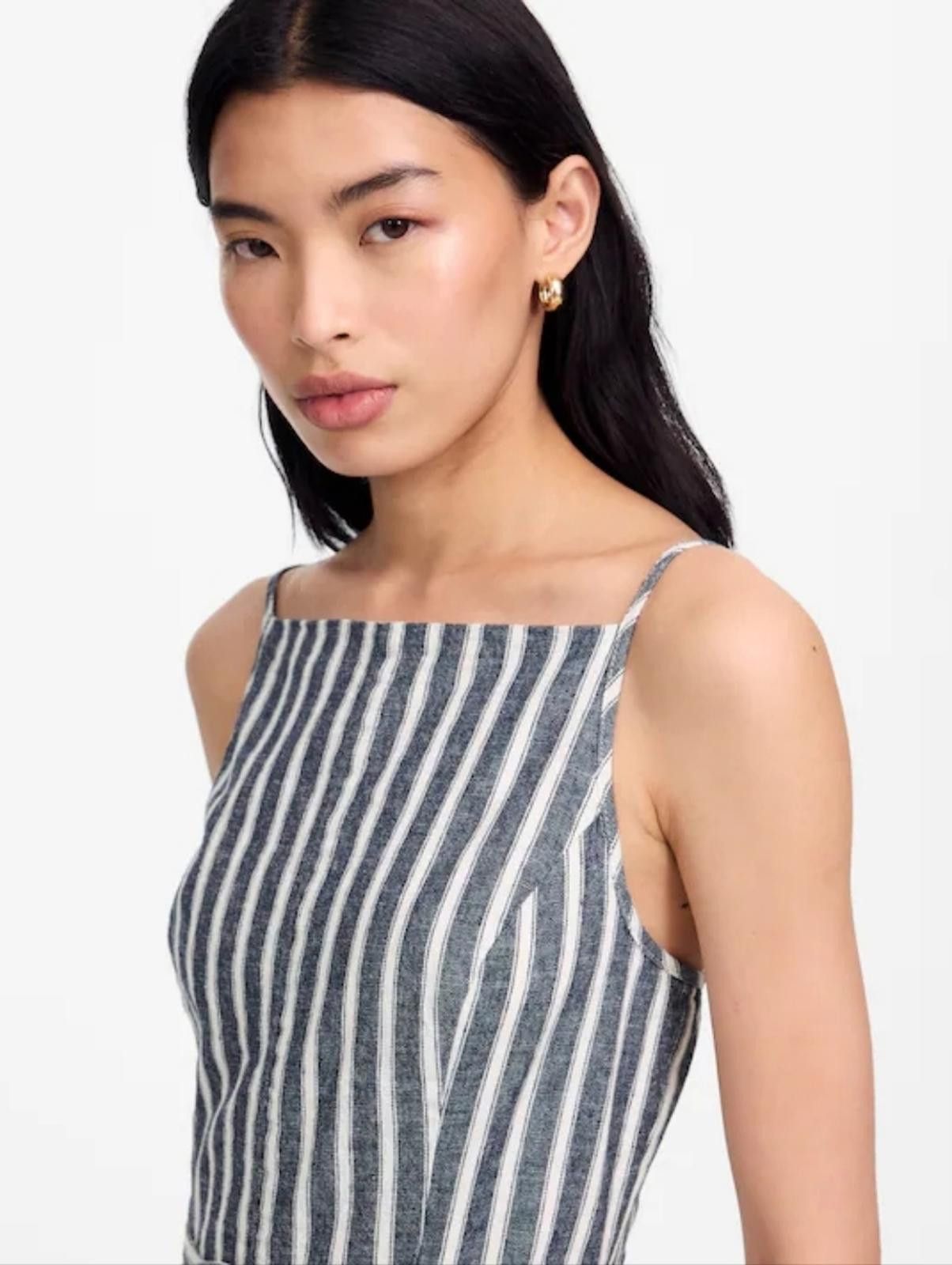 Madewell Madewell Pleated Wide-Leg Jumpsuit in Pinstripe Linen Size 24" / US 00 / IT 34 - 6 Thumbnail