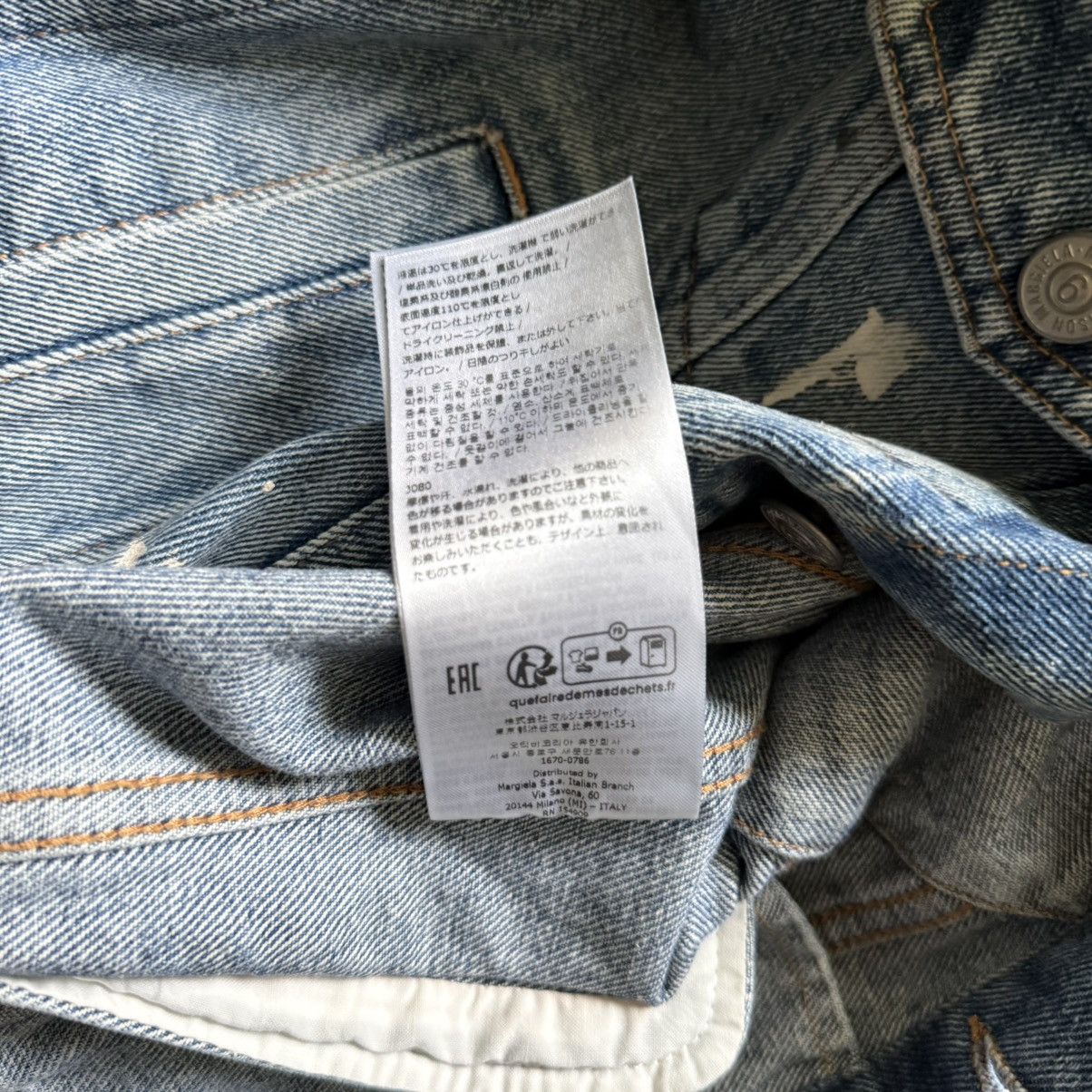 MM6 Collarless Cropped Painter Denim Jacket (Blue) Size S / US 4 / IT 40 - 9 Thumbnail