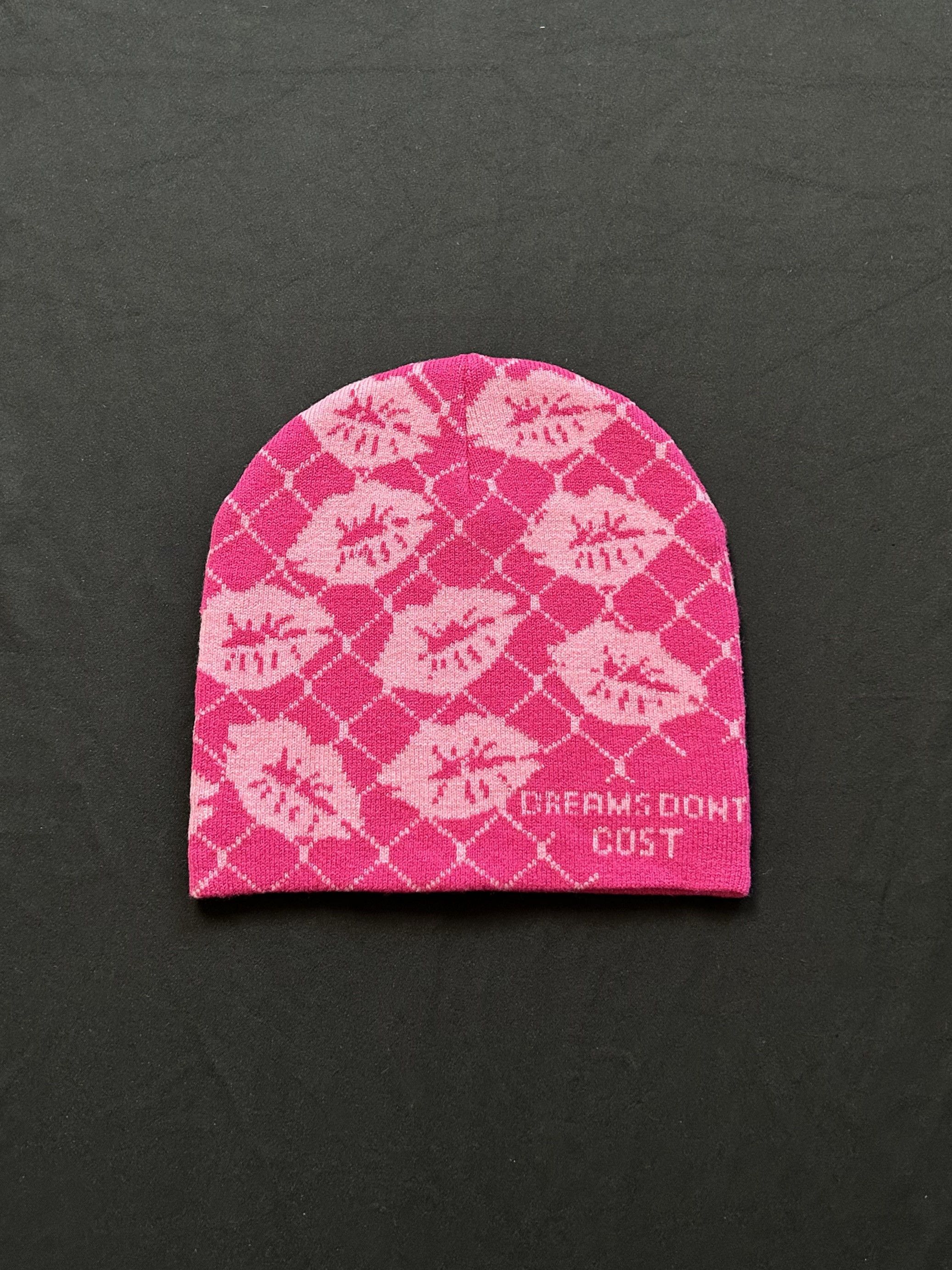 Japanese Brand Rare Dream Don’t Cost Graphic No Cuff Pink Beanie Hat OS Size ONE SIZE - 1 Thumbnail