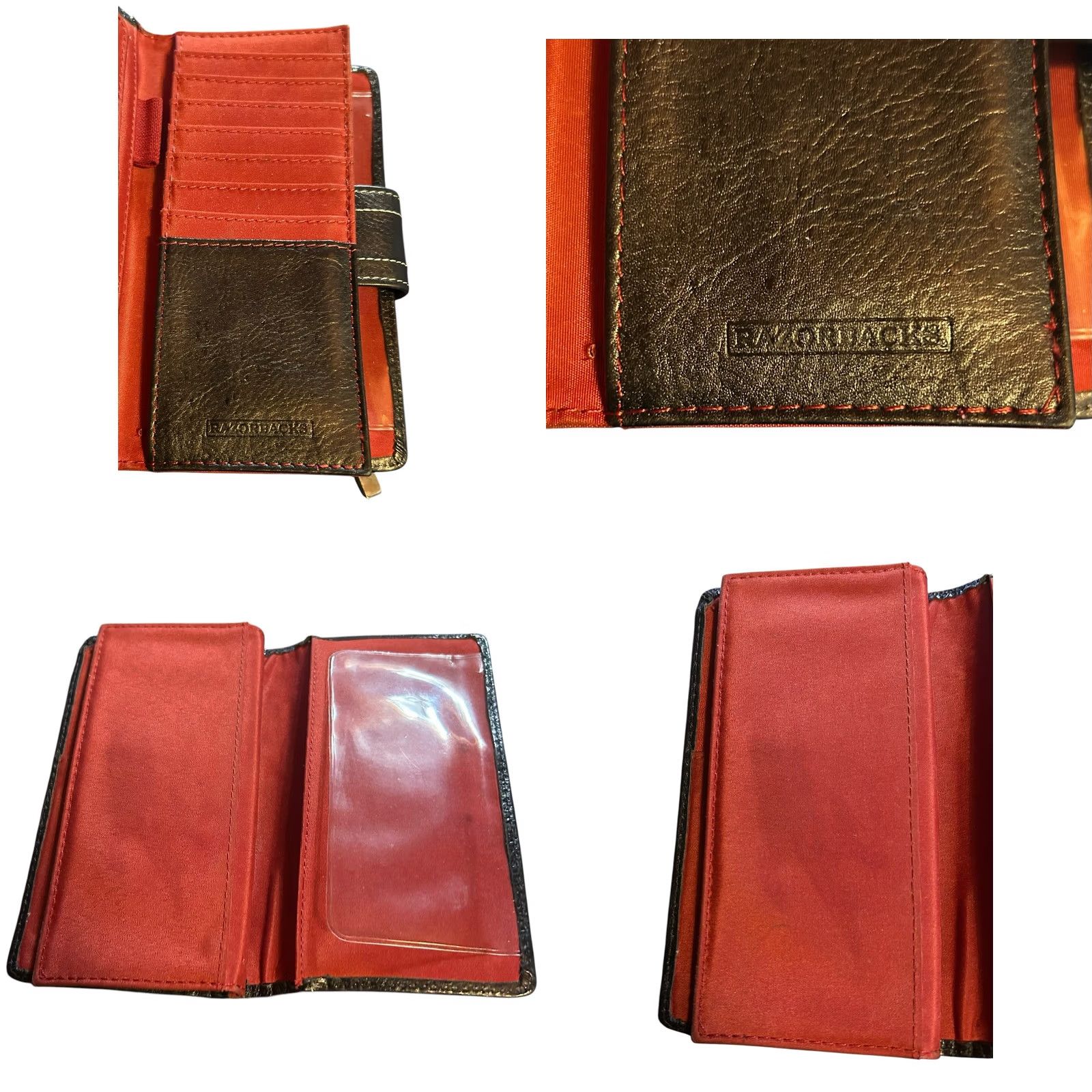 Fossil VINTAGE Fossil Wallet Long Live Vintage Black Leather Arkansas Razorbacks Bifold Women's Wallet Zip-Around Logo City Credit Card Folding Size ONE SIZE - 10 Thumbnail