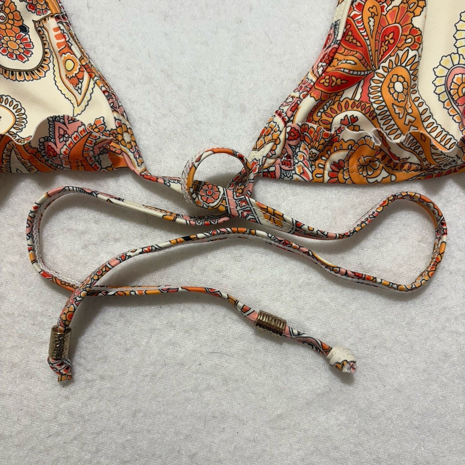 Nasty Gal Nasty Gal 10 Paisley Tie Front Bikini Top Swimwear Halter Size ONE SIZE - 6 Thumbnail