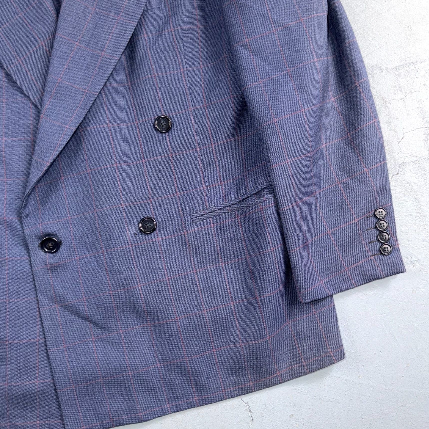 Doublet VINTAGE Rockingham Wool Suit Jacket - 60s Pinstripe Double Breasted Navy Blue 42 Regular Size Men’s 1960s Size 42R - 7 Thumbnail