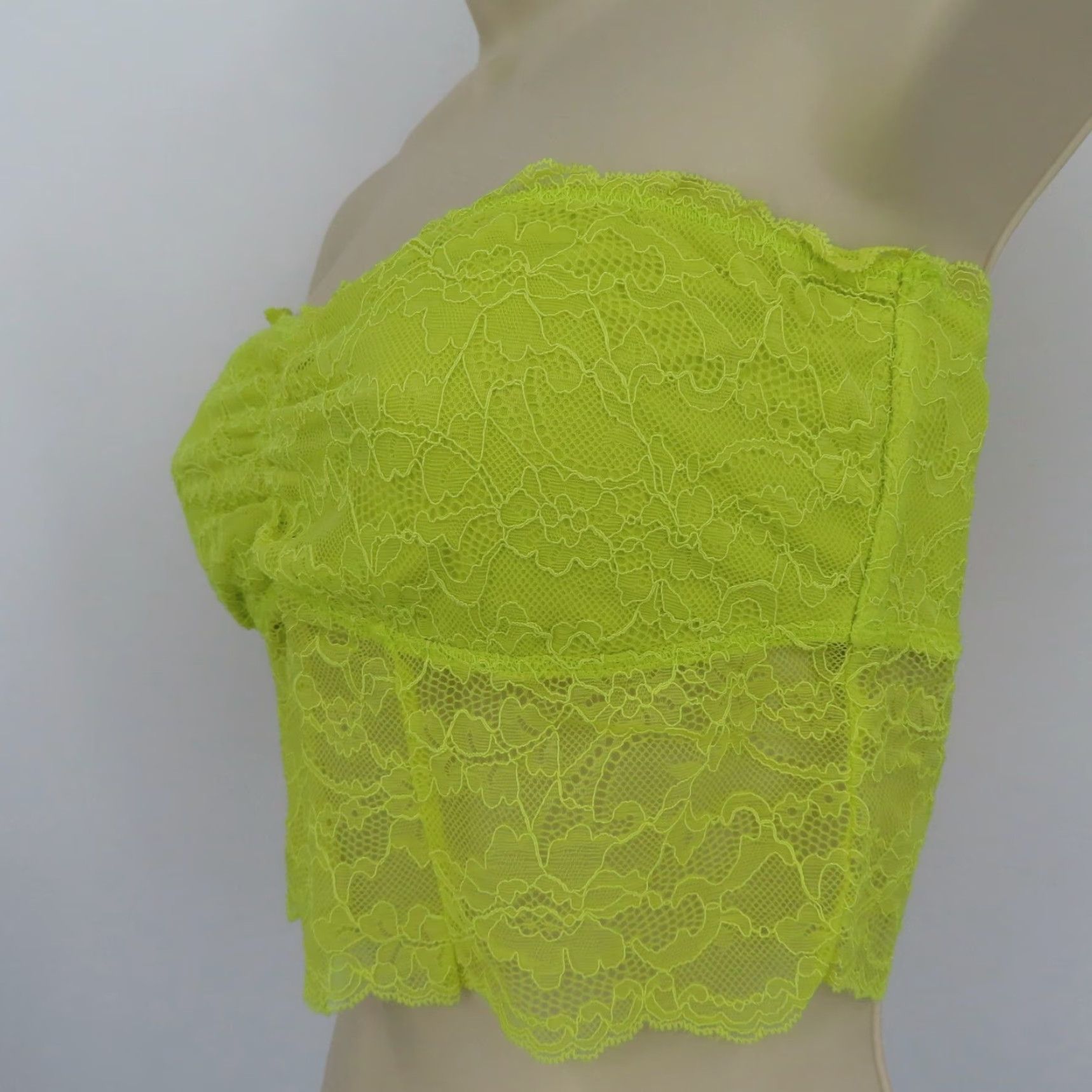 American Eagle Outfitters American Eagle Outfitters Women M Yellow Floral Lace Strapless Bandeau Bra Bralette Wireless N/A Size ONE SIZE - 4 Thumbnail
