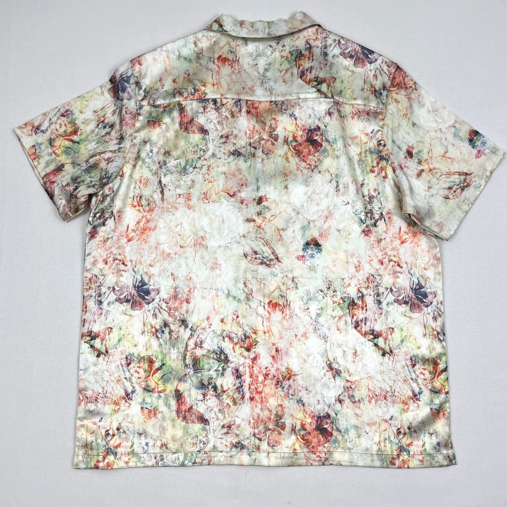 Vintage Paper Planes Wallpaper Shirt Mens XL White Floral Resort Clubbing Camp Button Up Size US XL / EU 56 / 4 - 7 Thumbnail