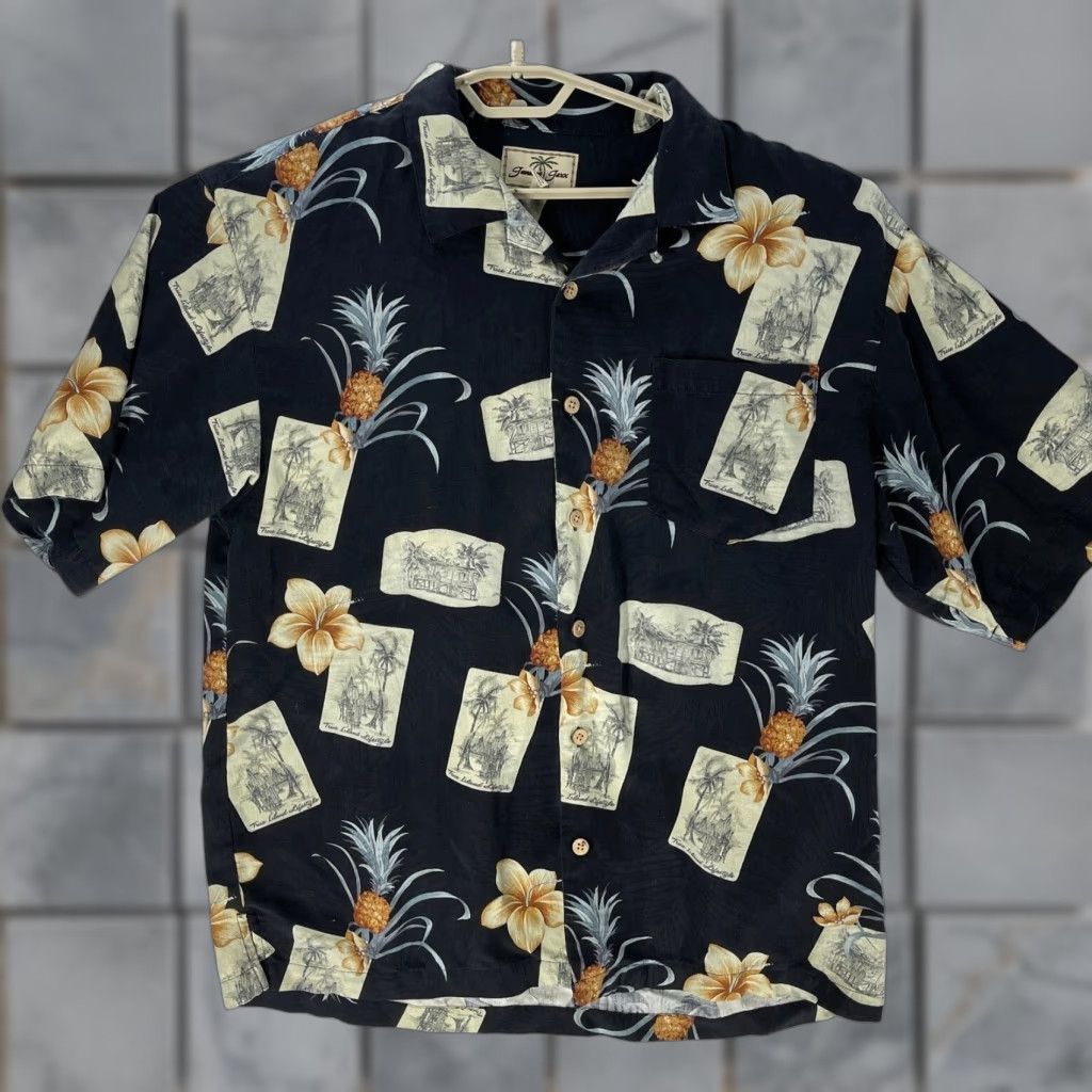 Vintage Jamaica Jaxx Shirt Black Silk Floral Short Sleeves Hawaiian Aloha Button-Up 100% Silk Mens L Size US L / EU 52-54 / 3 - 1 Thumbnail