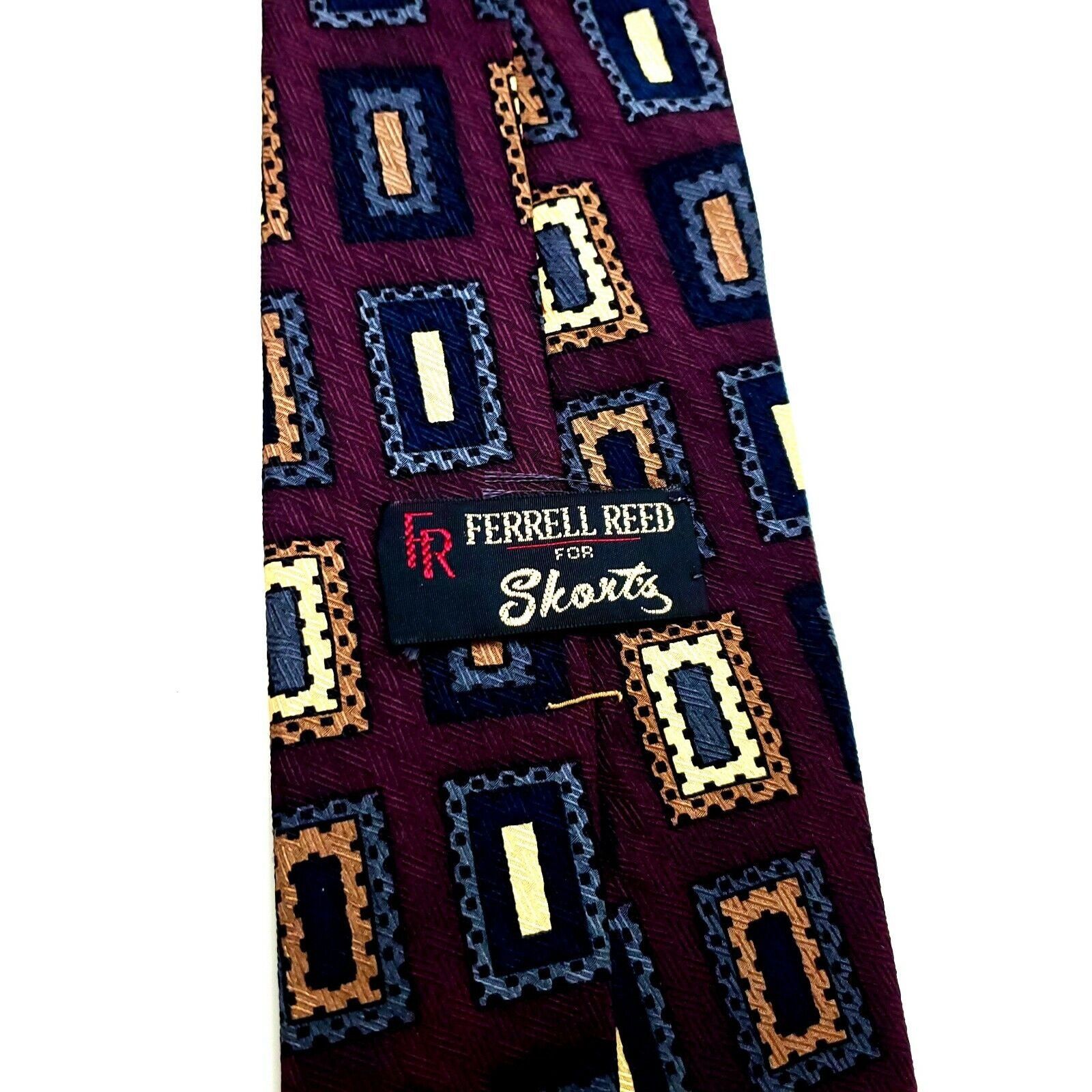 Vintage Ferrell Reed Shorts Silk Tie Print Burgundy Red Wide Size ONE SIZE - 3 Thumbnail