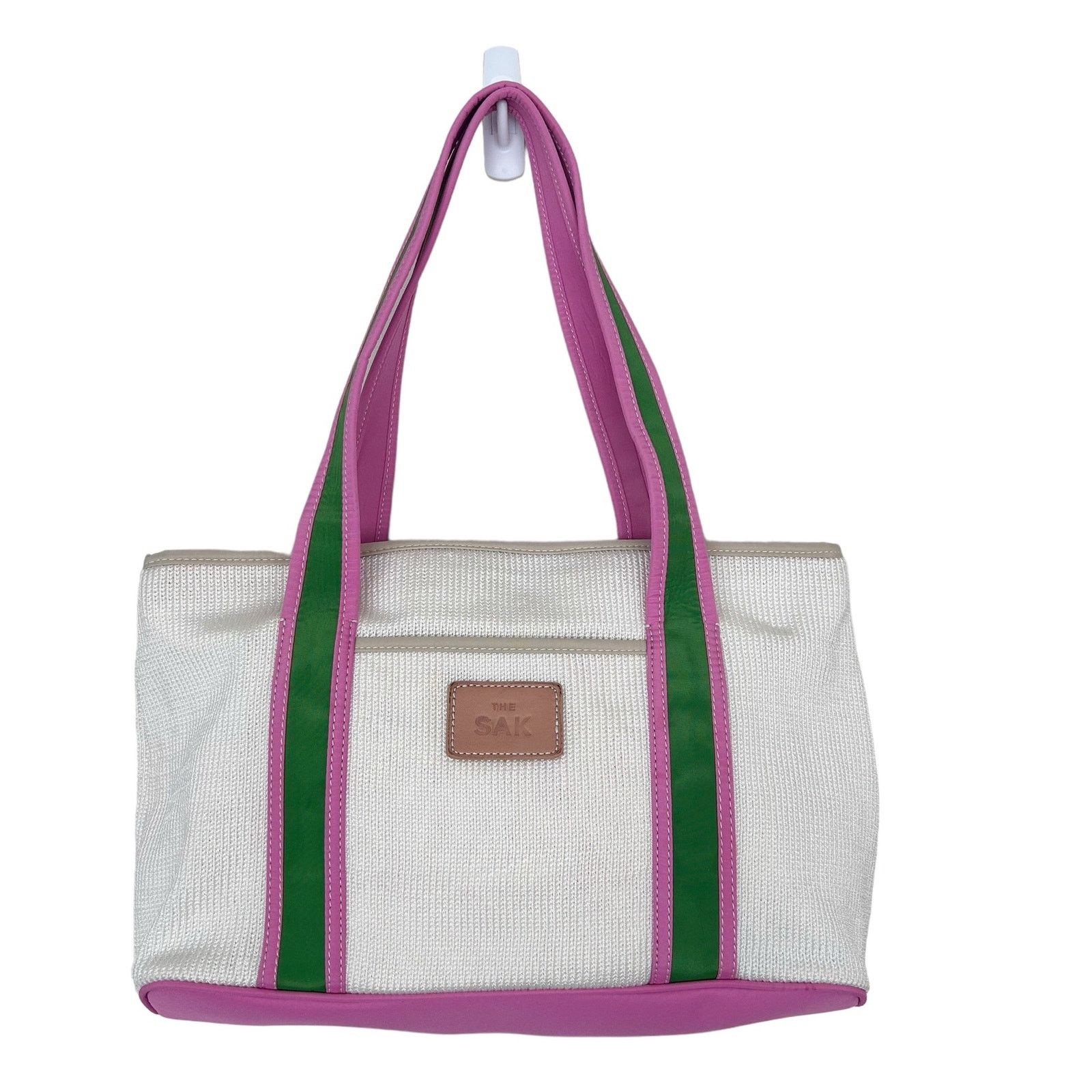 The Sak White Green Pink Shoulder Tote Bag, Women's