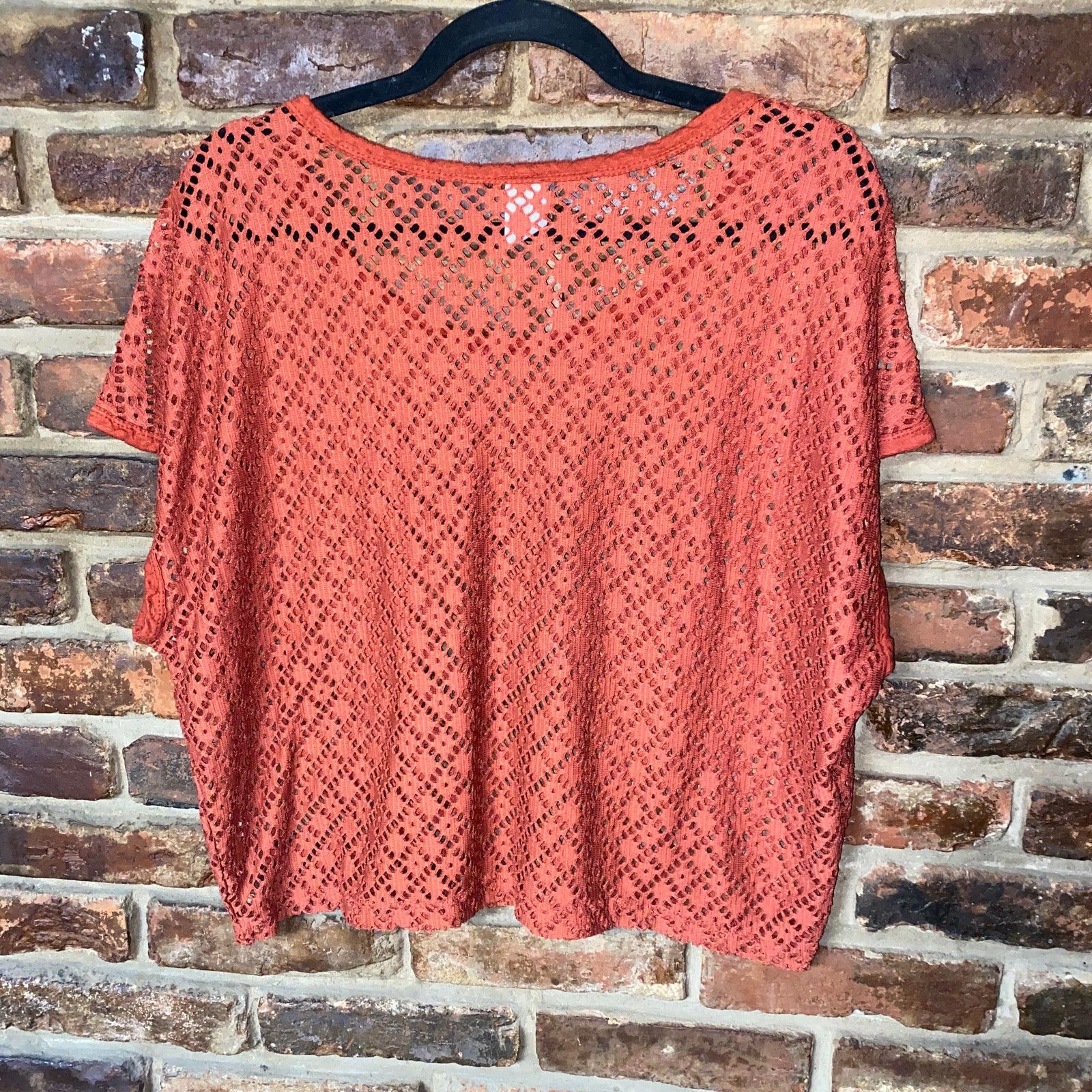 Other Twinkle Rust Red Short Sleeve Crochet Lace Blouse Medium Size M / US 6-8 / IT 42-44 - 4 Thumbnail