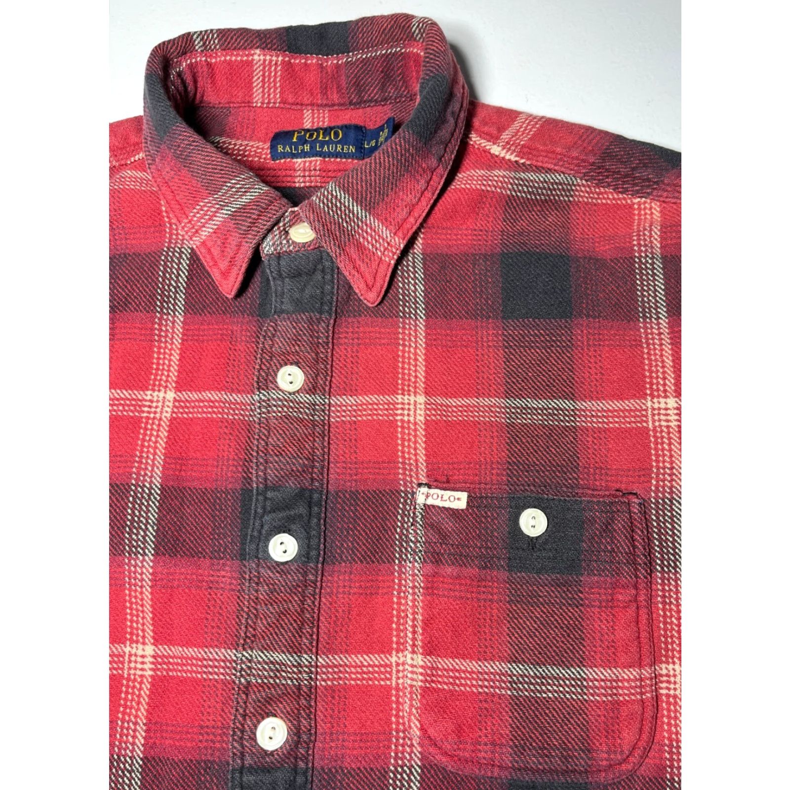 Polo Ralph Lauren VINTAGE Polo Ralph Lauren Shirt Mens Plaid Heavyweight Flannel Sz L Red Black Button-Up Pockets - Classic Americana, Designer, Workwear Size US L / EU 52-54 / 3 - 5 Thumbnail