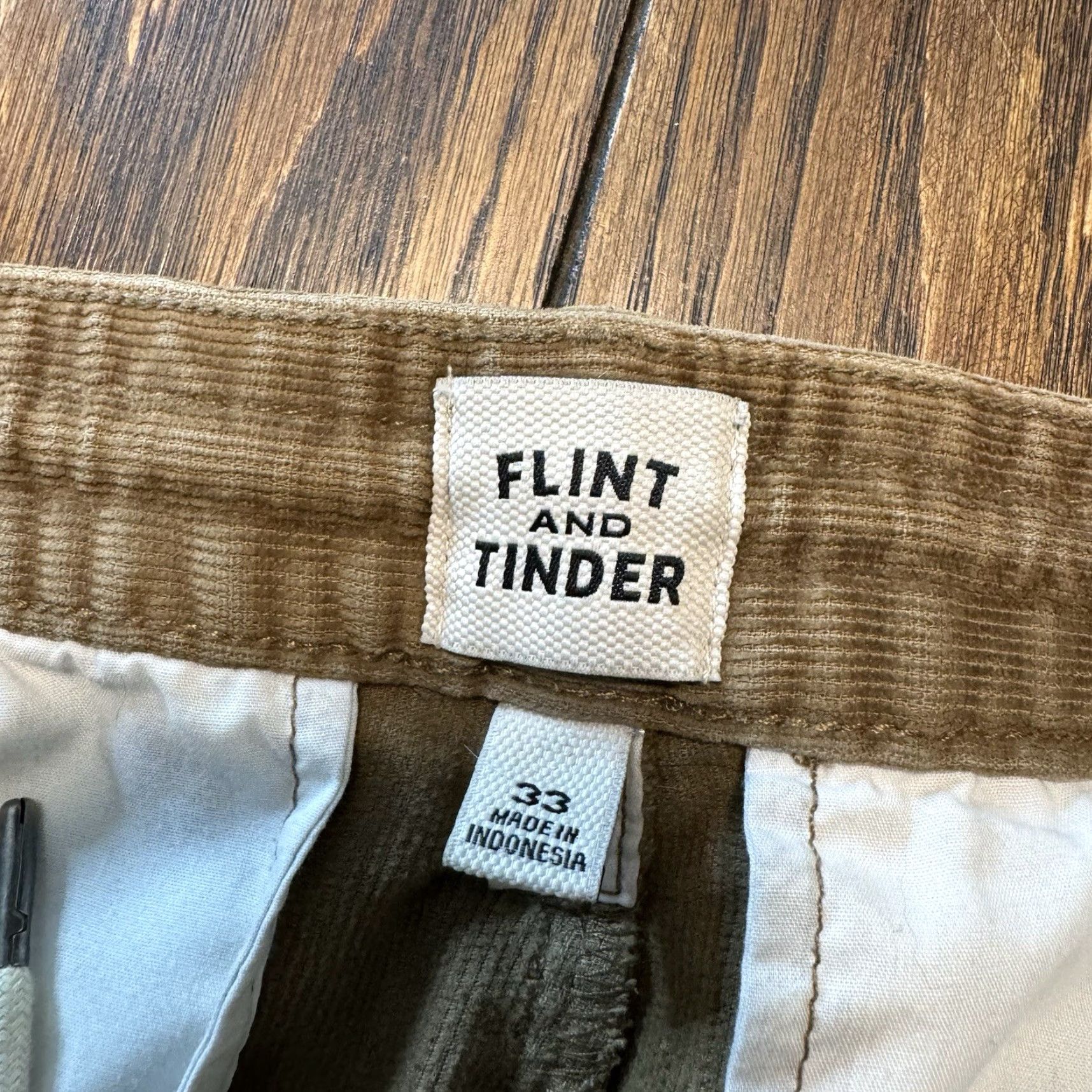 Flint And Tinder Flint And Tinder Pants Mens 34x30 Brown Corduroy Slim Straight Casual Elastic Size US 33 - 6 Thumbnail
