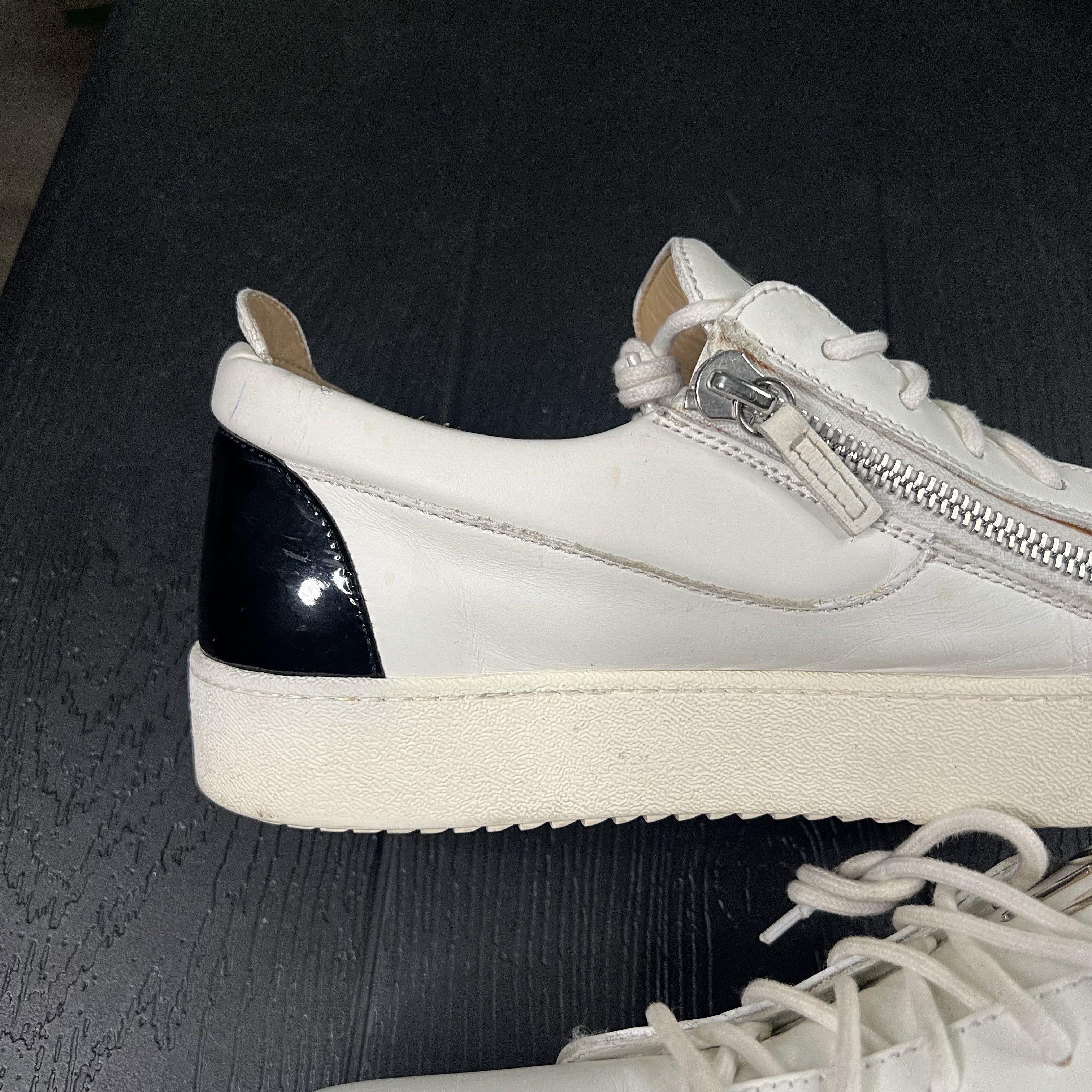 Giuseppe Zanotti Giuseppe Zanotti Double Zip Low Top Sneaker White Black Size US 11 / EU 44 - 8 Thumbnail