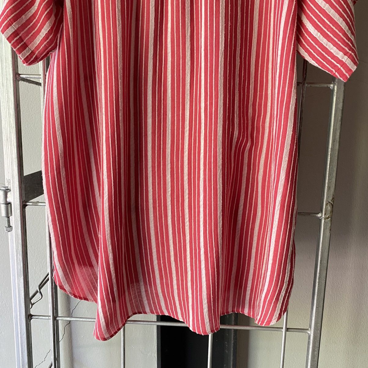 Yohji Yamamoto Yohji Yamamoto Red & White Stripe Shirt Dress Size US XXL / EU 58 / 5 - 18 Thumbnail