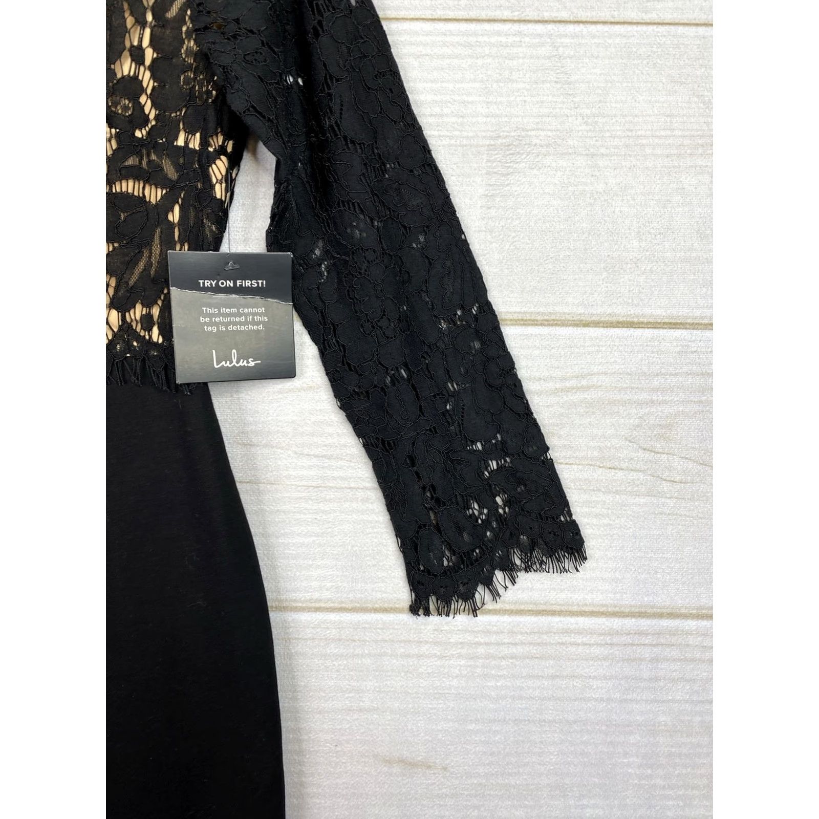 Lulus Lulus Dress Womens S Black Bodycon Long Sleeve Lace Lined Party NWT Size S / US 4 / IT 40 - 2 Thumbnail