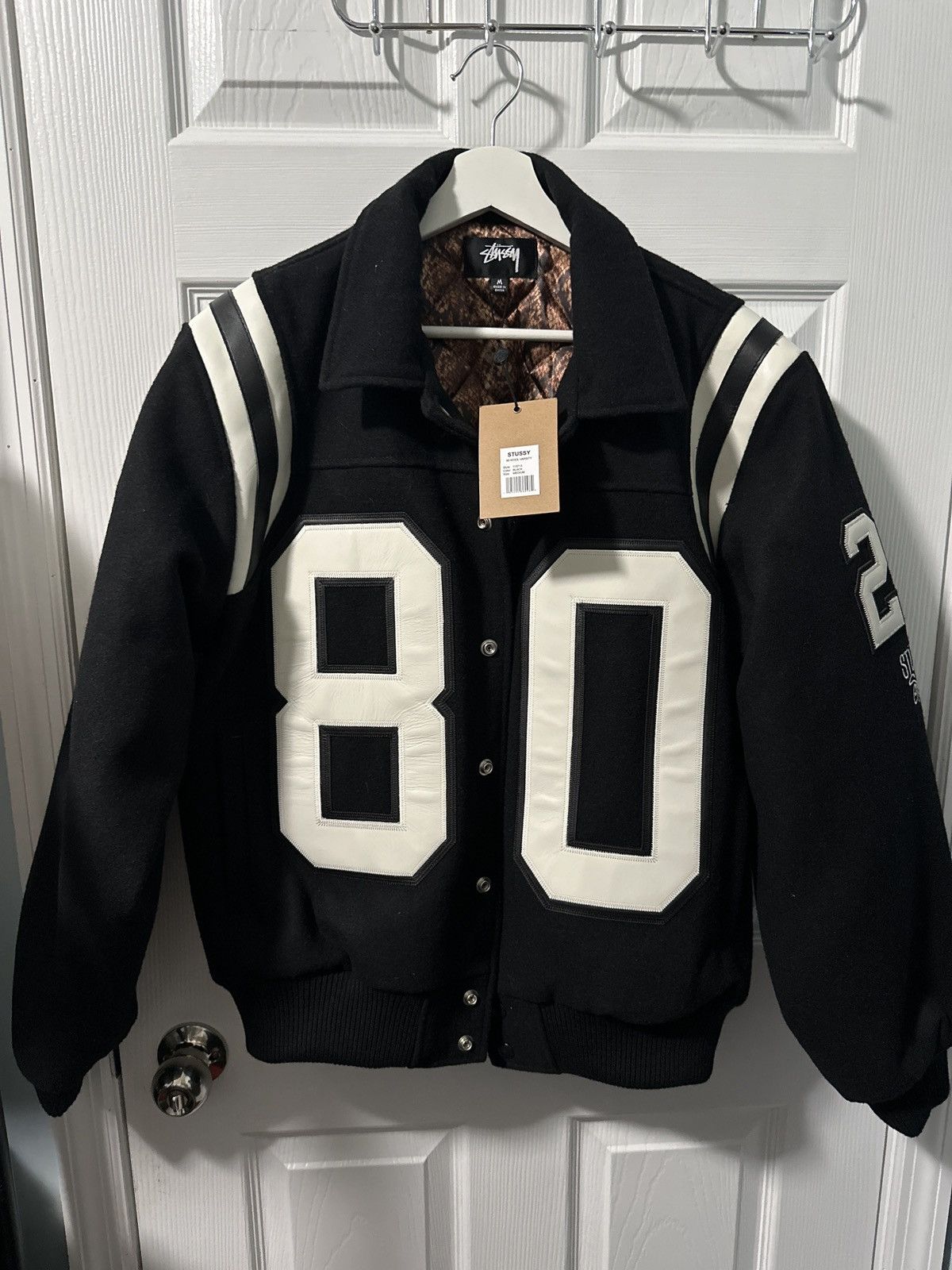 国内配送 送料関税込 日本完売品 STUSSY 80 WOOL VARSITY JACKET Stussy 80 Wool Varsity Jacket 'Black' 115713