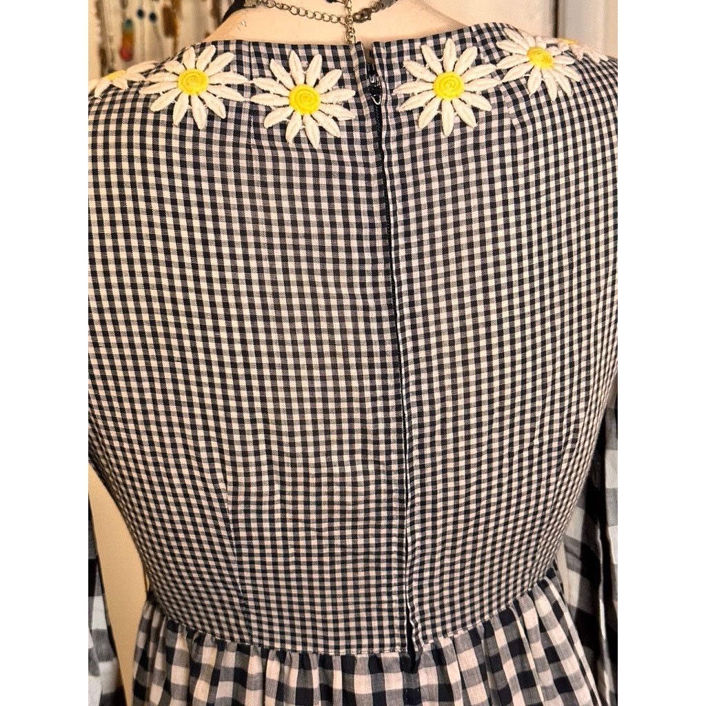 Homemade Vintage Homemade Long Sleeve Gingham Daisy Maxi Dress Size S / US 4 / IT 40 - 7 Thumbnail