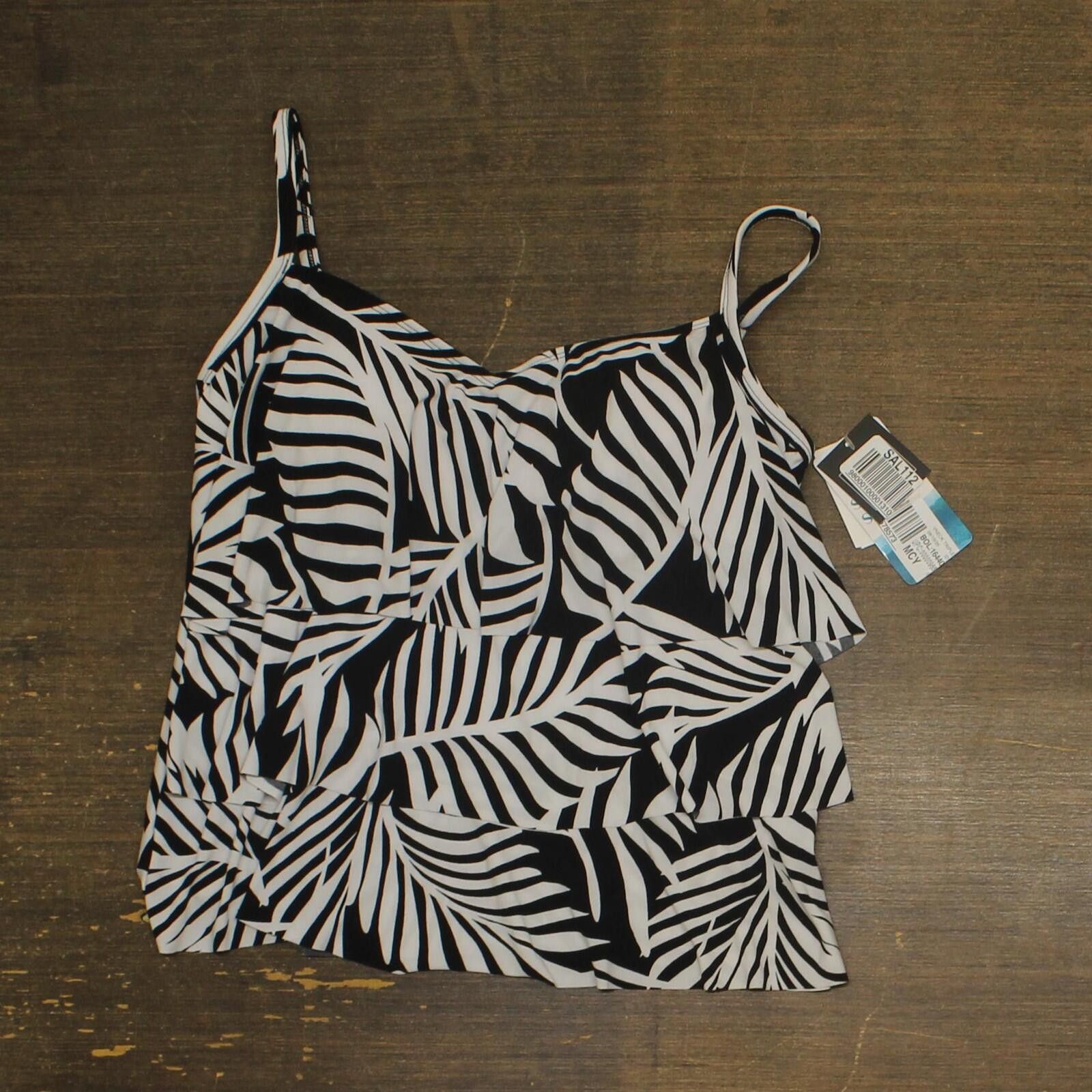 Other Swim Solutions V-neck Swim Top Leafing Matter Black White 10 Size ONE SIZE - 1 Thumbnail