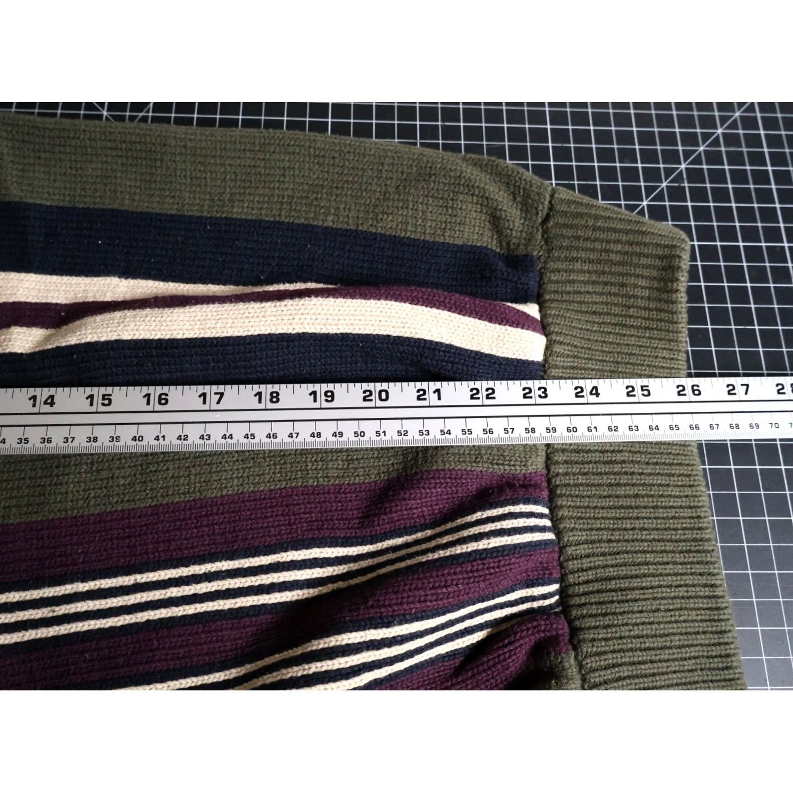 Olive VTG 90s Striped Pattern Sweater Men's Large Olive Green Chunky Cotton Knit Size US L / EU 52-54 / 3 - 6 Thumbnail