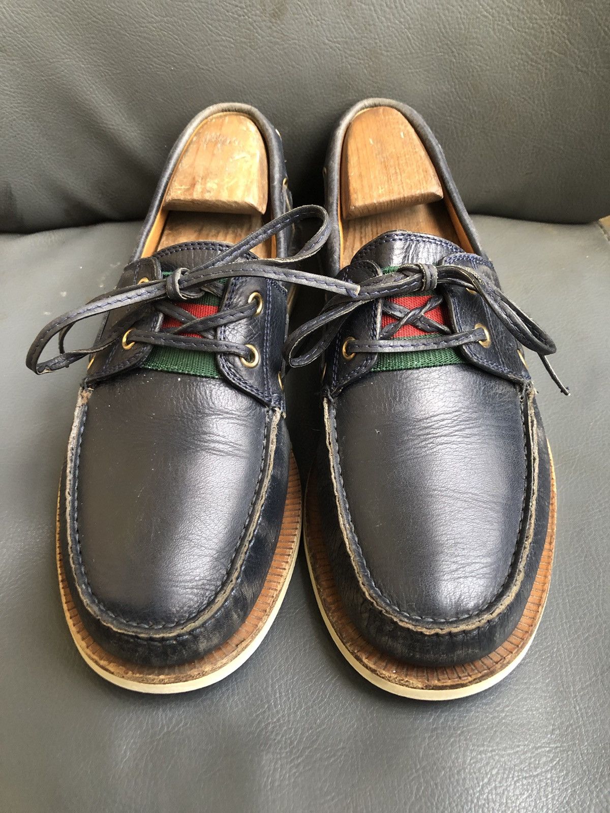 Gucci Gucci 473481 Blue Leather Men’s Boat shoes Sie 6.5 Size US 6.5 / EU 39-40 - 3 Thumbnail