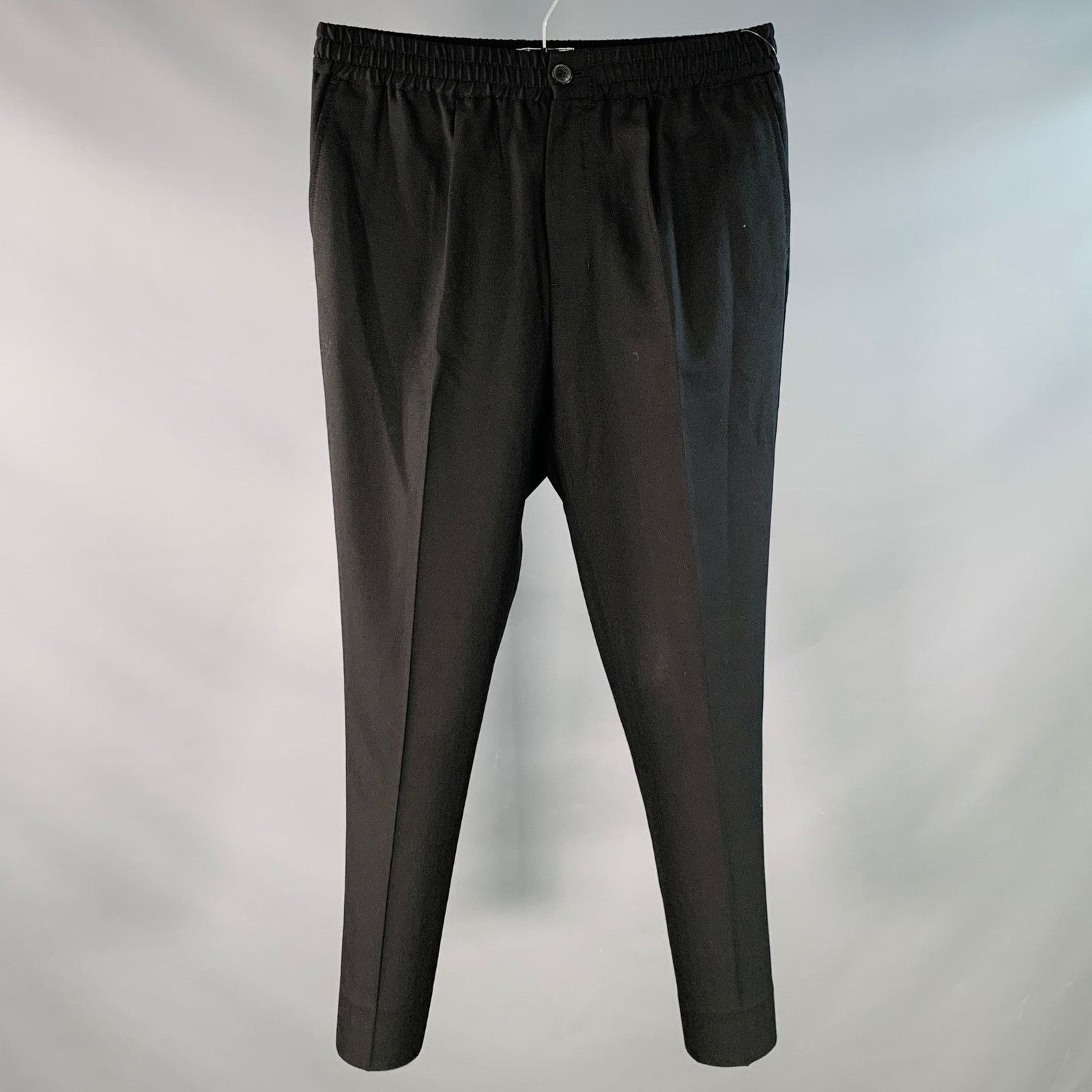AMI Size 28 Black Virgin Wool Pleated Drawstring Dress Pants Size US 28 / EU 44 - 1 Thumbnail